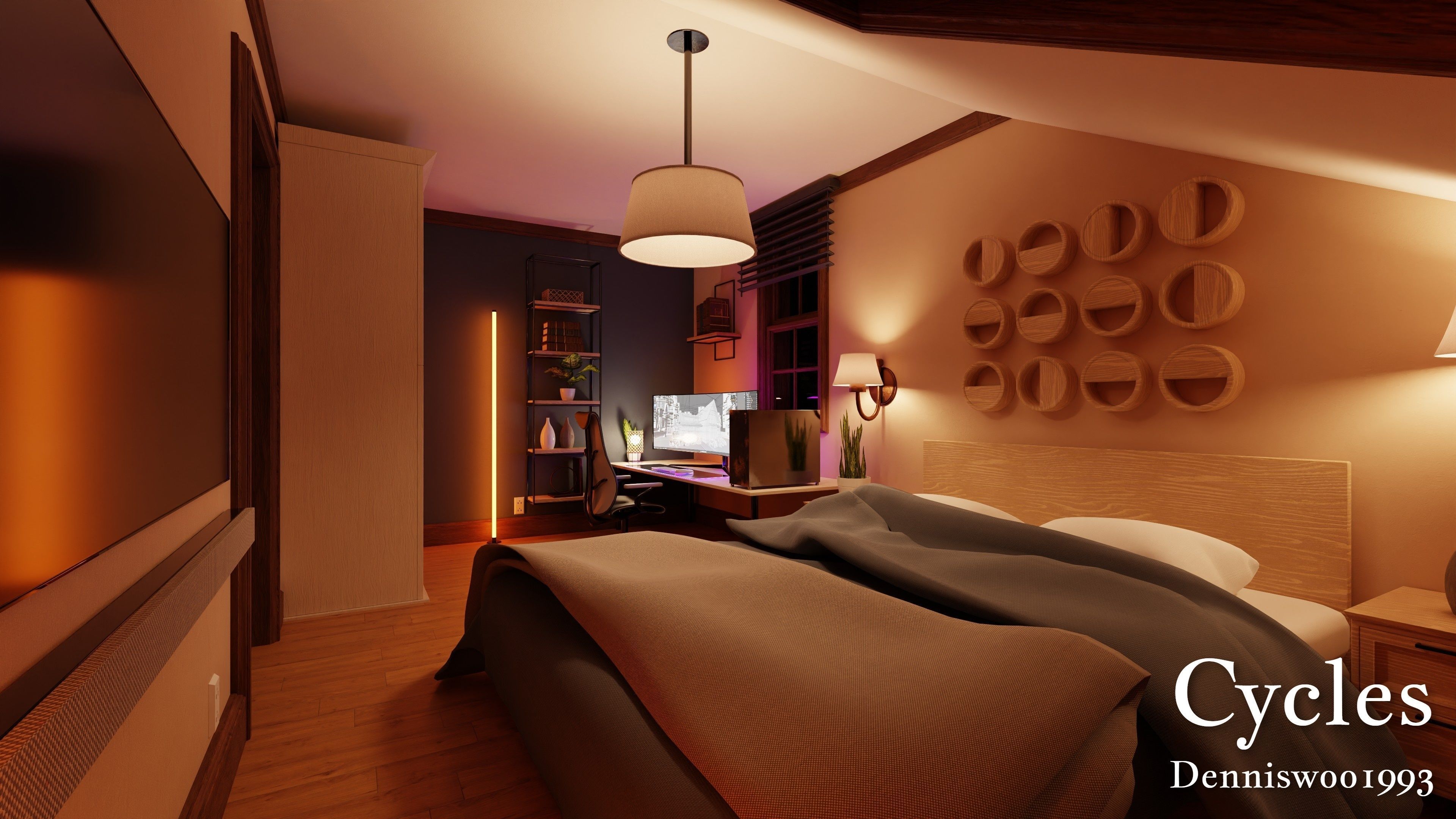 Modular Classic Style American House 7 Low-poly 3D model_29