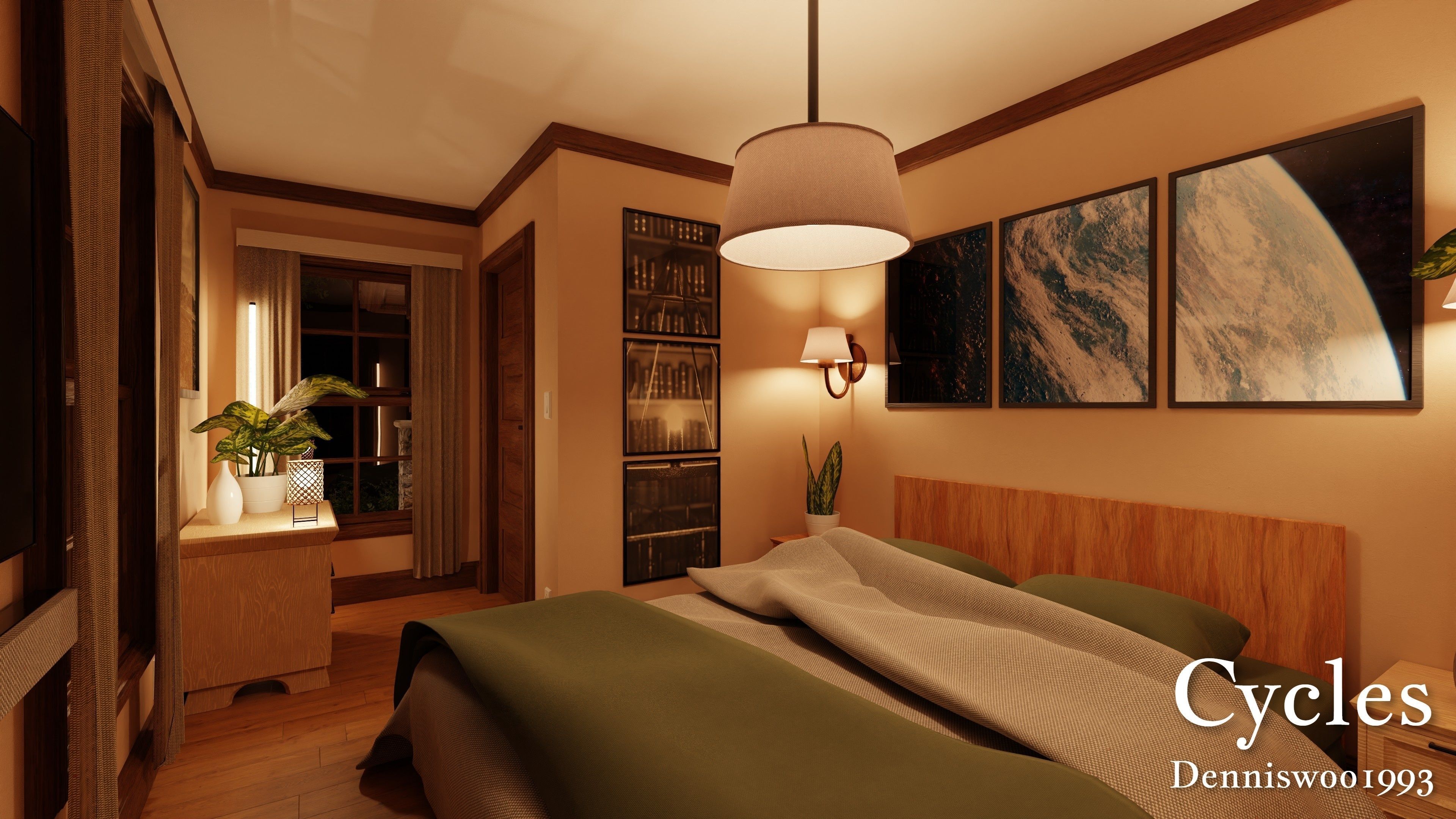 Modular Classic Style American House 7 Low-poly 3D model_25