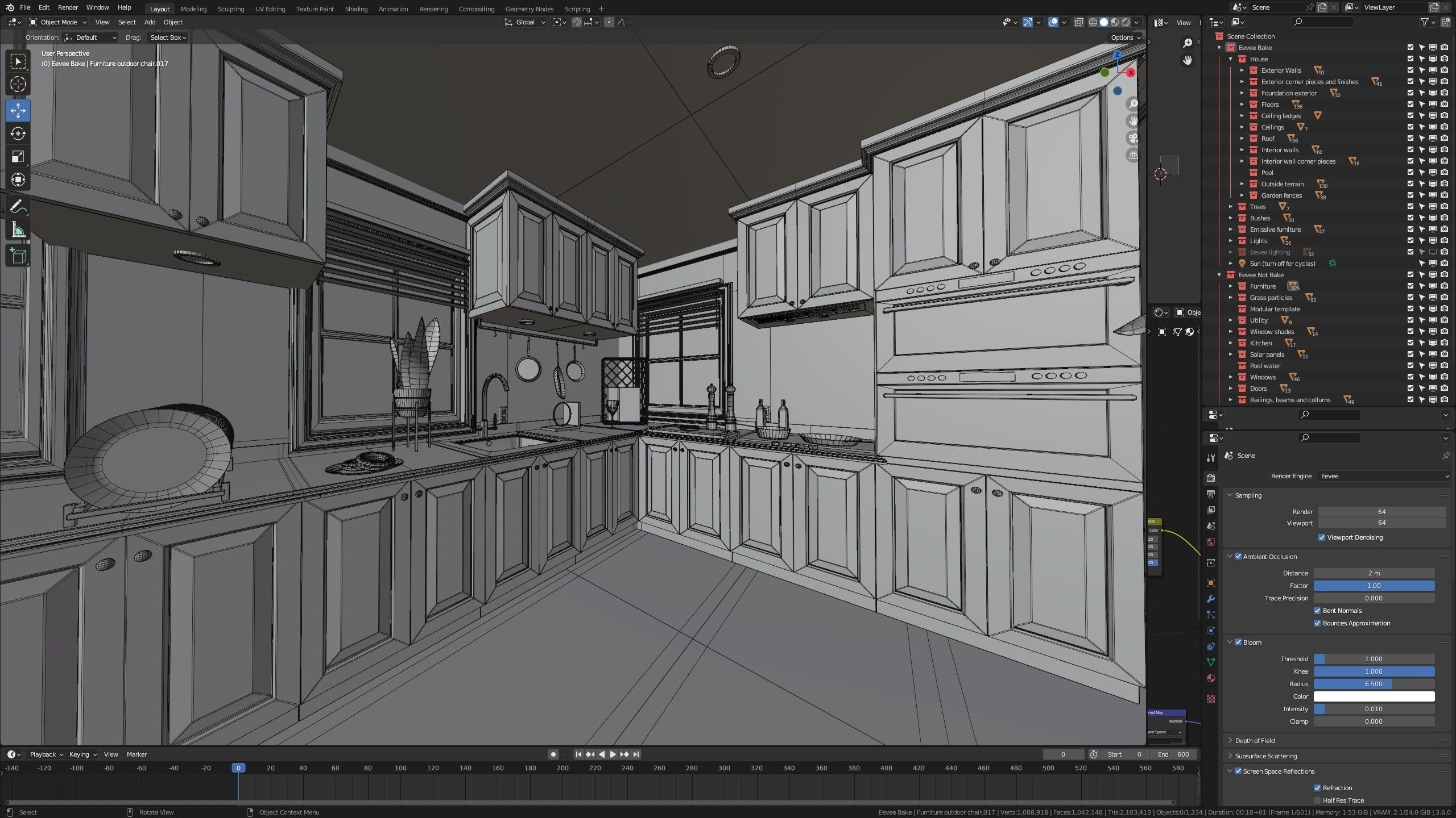 Modular Classic Style American House 7 Low-poly 3D model_46