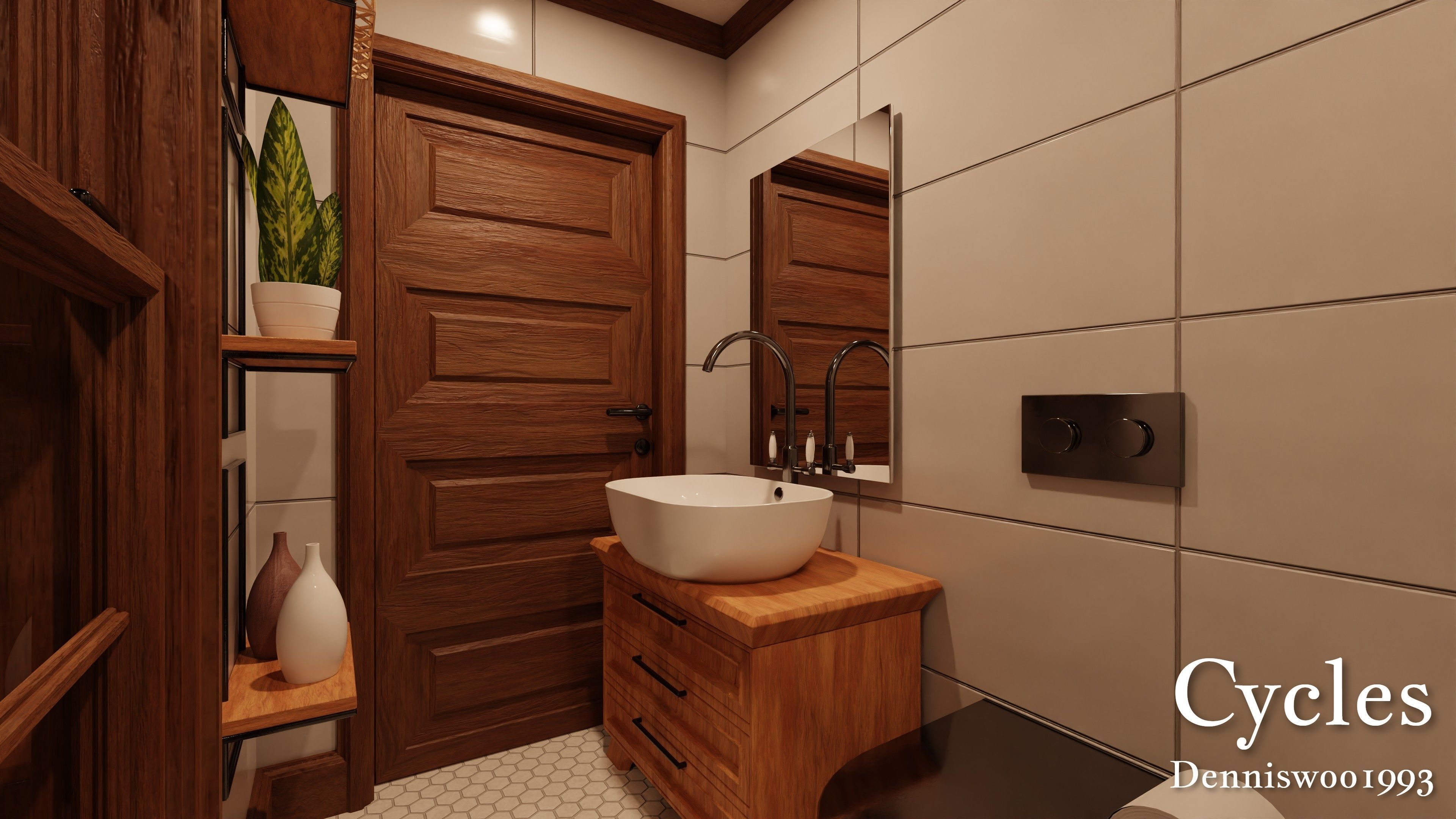 Modular Classic Style American House 7 Low-poly 3D model_27