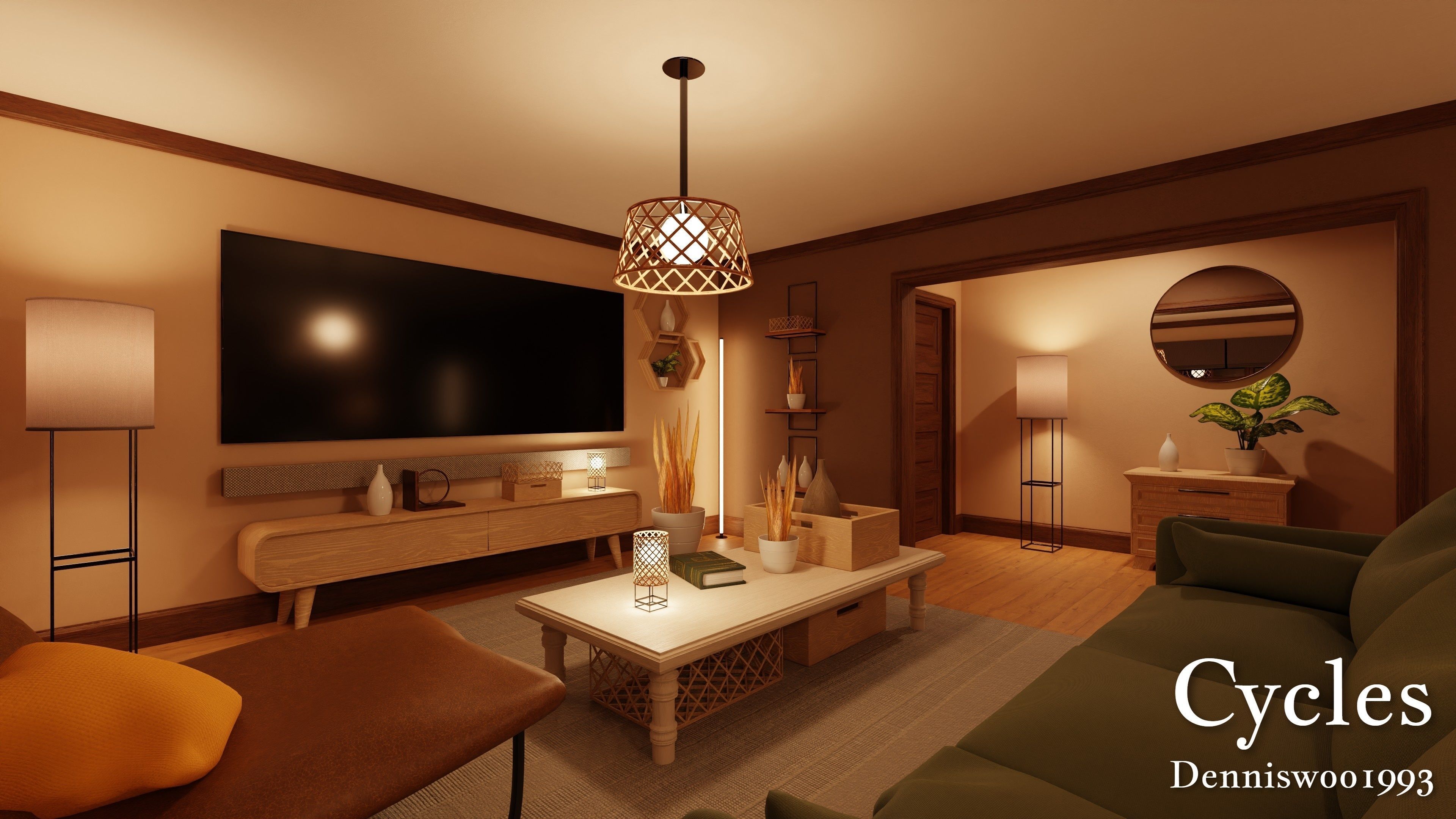 Modular Classic Style American House 7 Low-poly 3D model_23