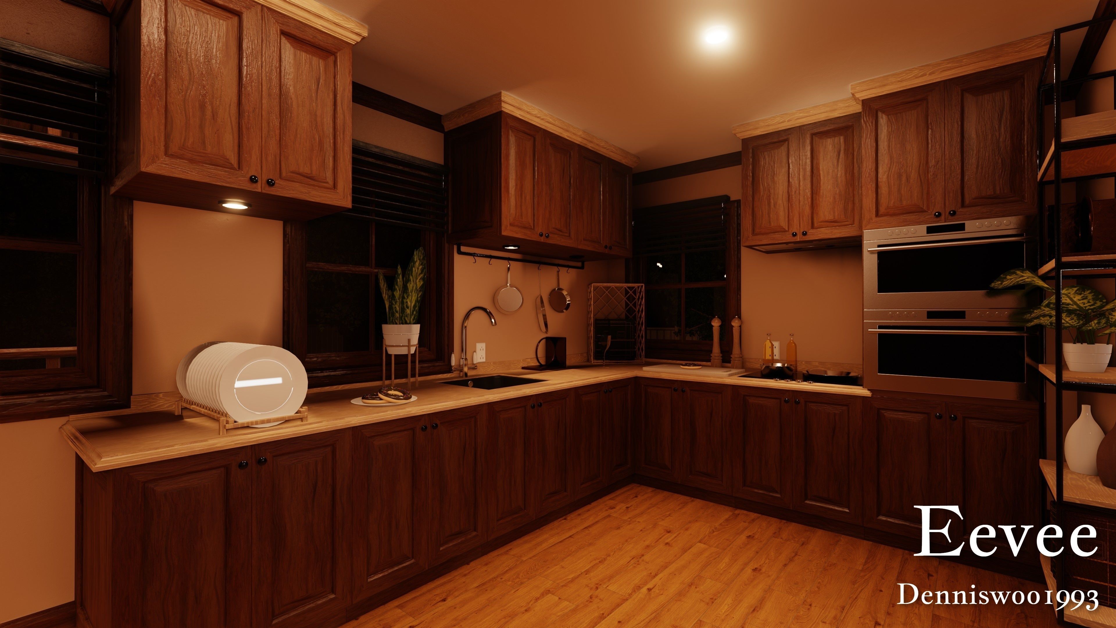 Modular Classic Style American House 7 Low-poly 3D model_41