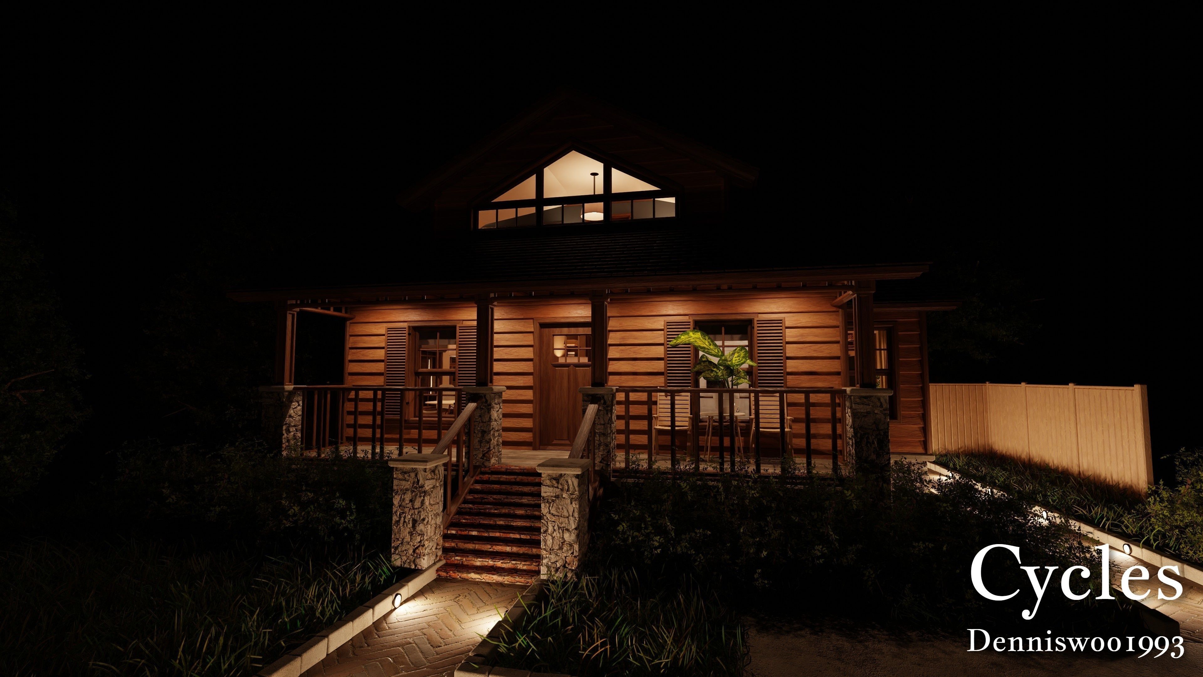 Modular Classic Style American House 7 Low-poly 3D model_20