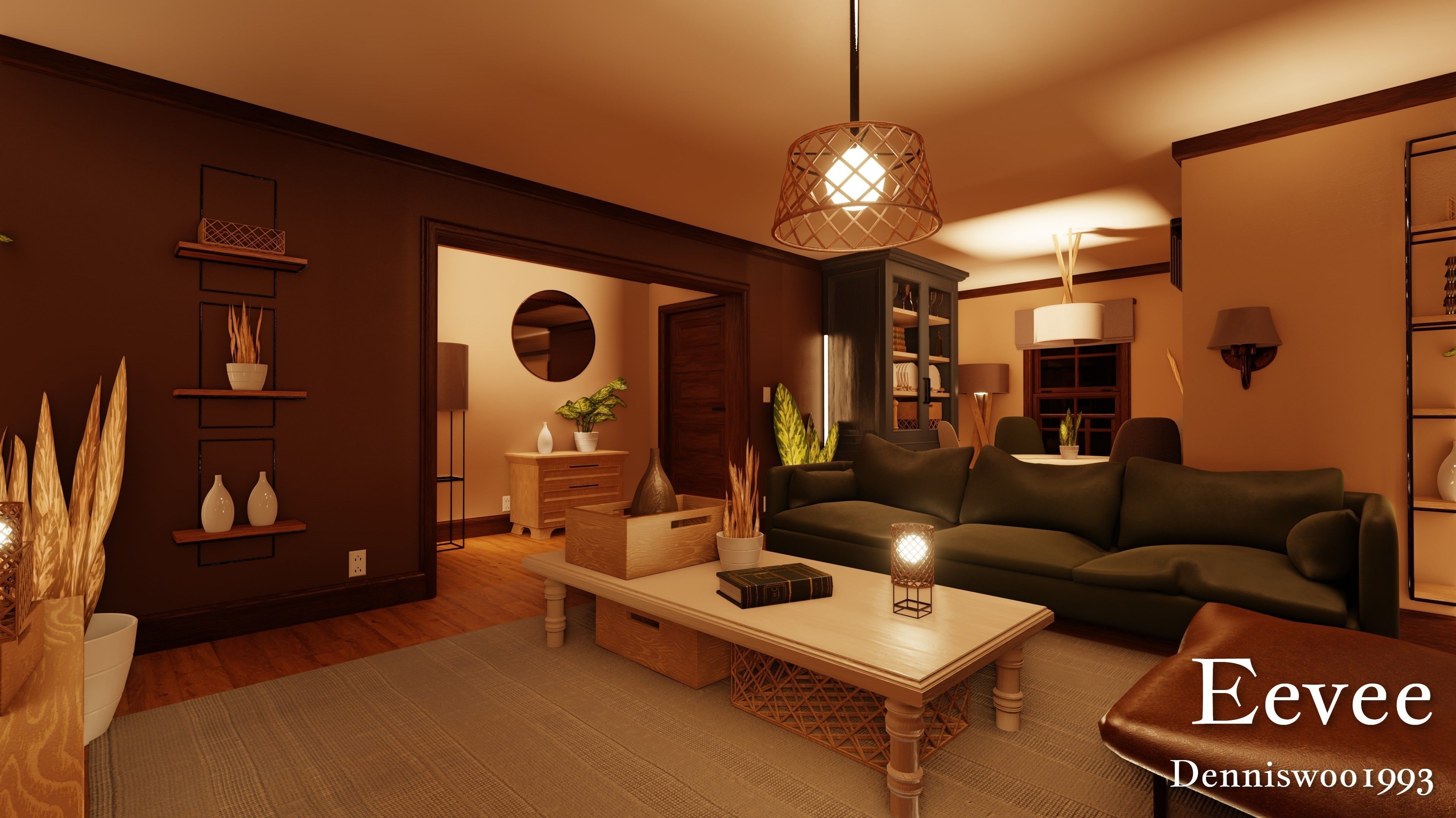 Modular Classic Style American House 7 Low-poly 3D model_40