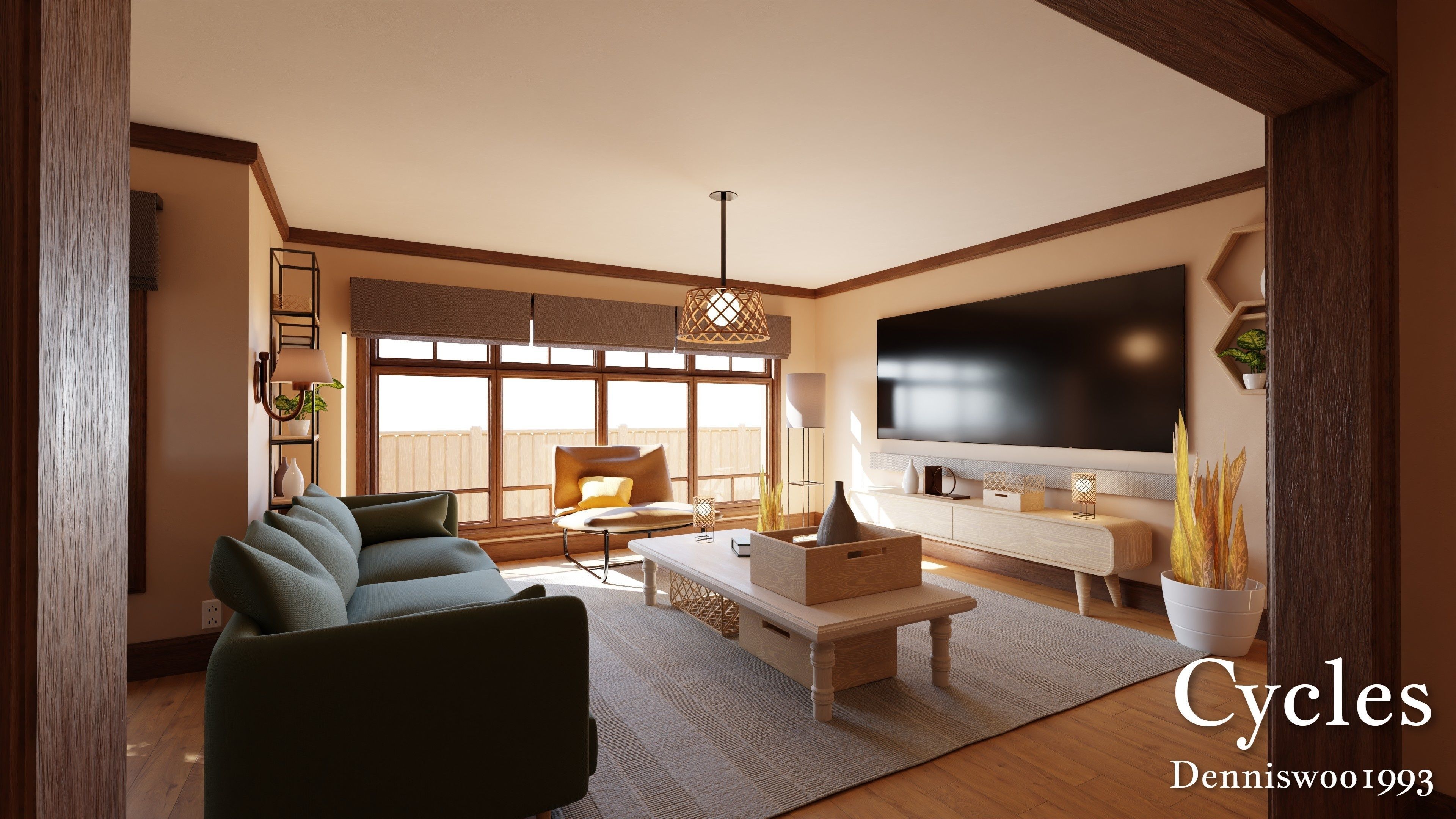 Modular Classic Style American House 7 Low-poly 3D model_2