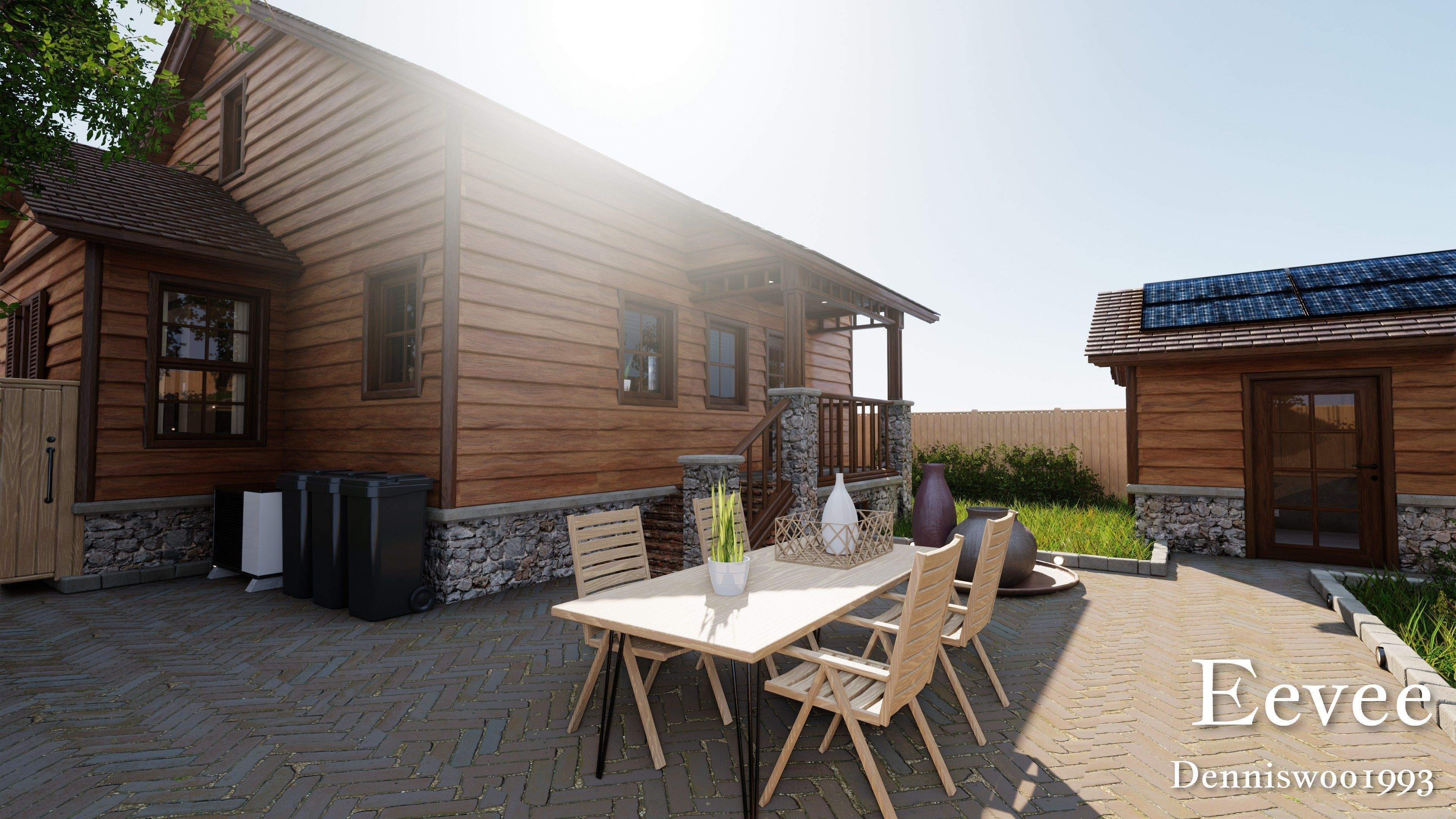 Modular Classic Style American House 7 Low-poly 3D model_33