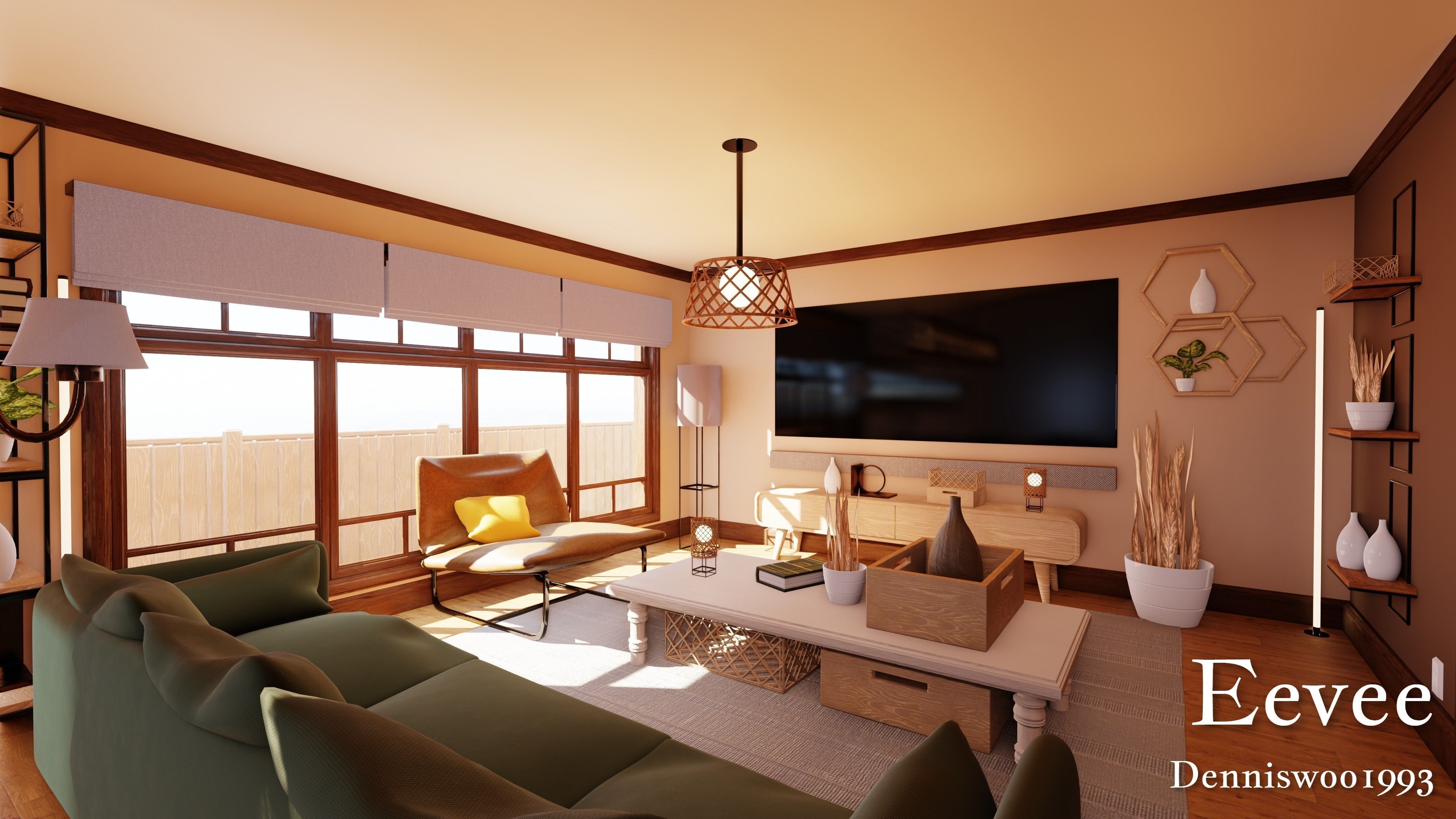 Modular Classic Style American House 7 Low-poly 3D model_30