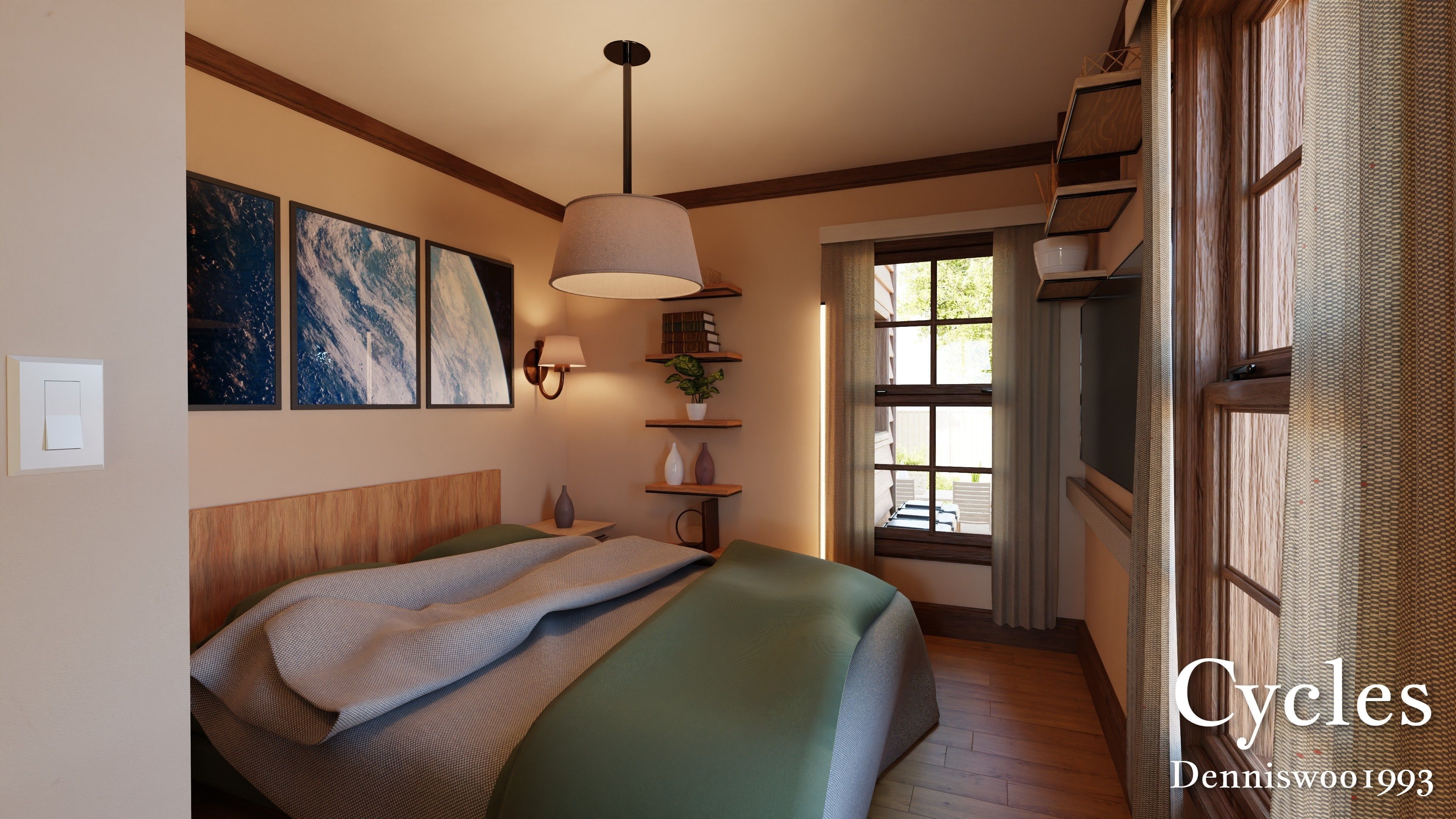 Modular Classic Style American House 7 Low-poly 3D model_10