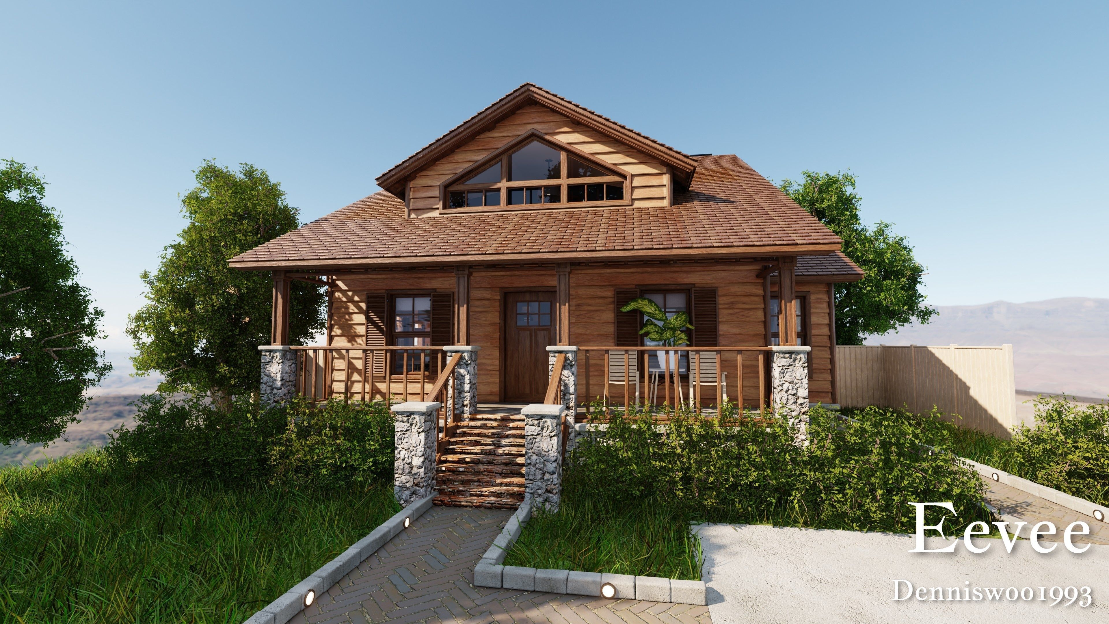 Modular Classic Style American House 7 Low-poly 3D model_31