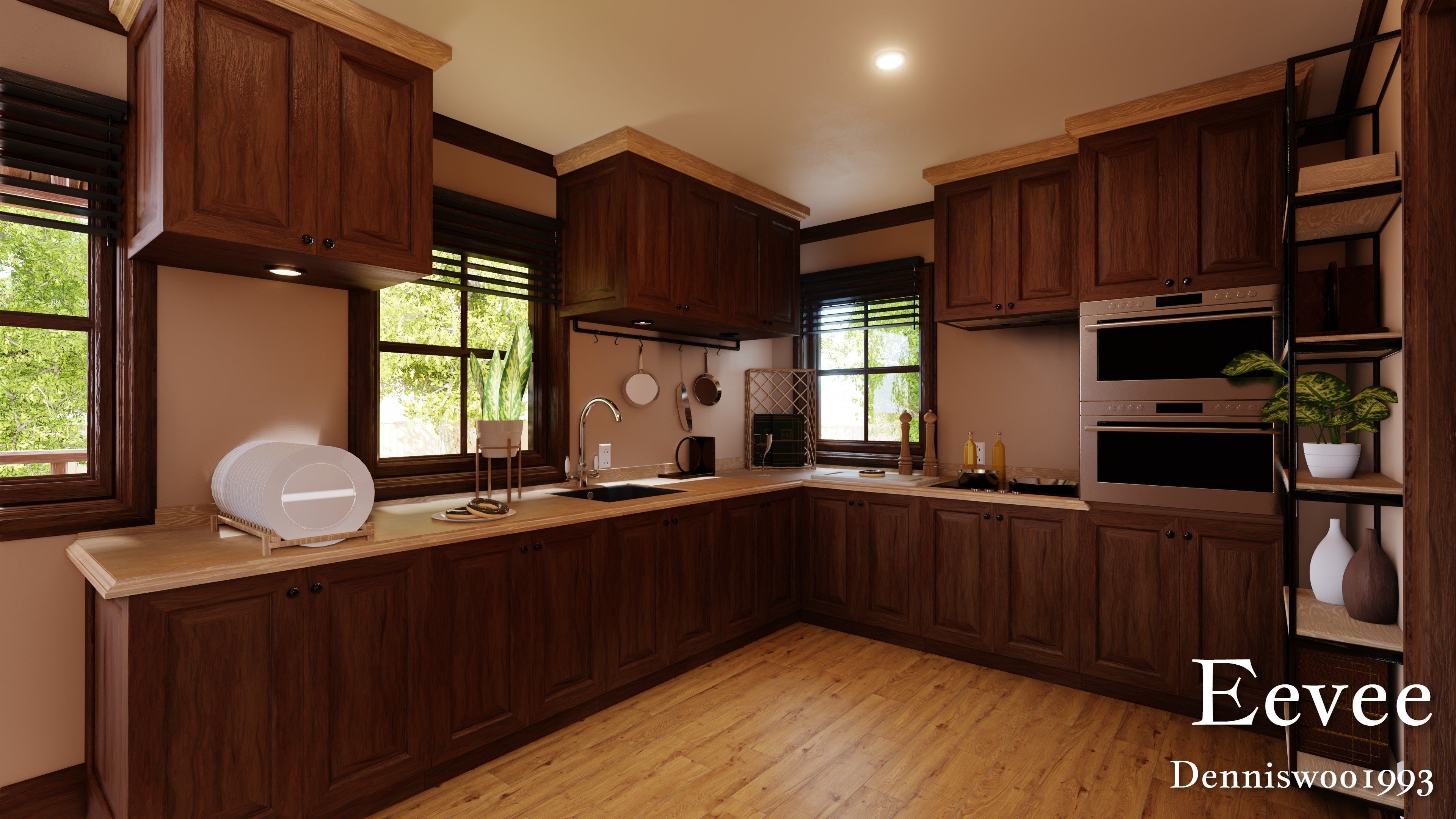 Modular Classic Style American House 7 Low-poly 3D model_32