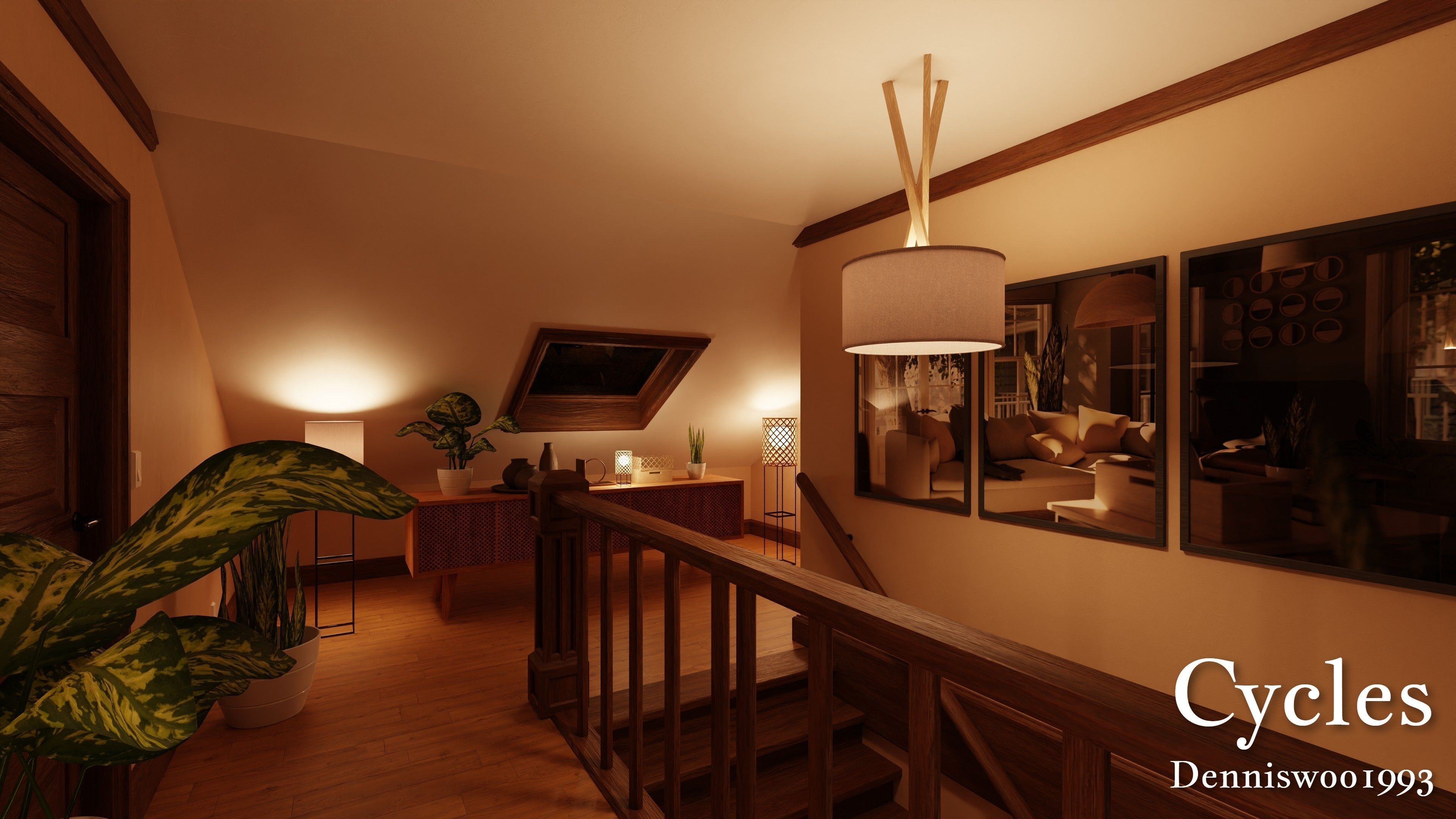 Modular Classic Style American House 7 Low-poly 3D model_28