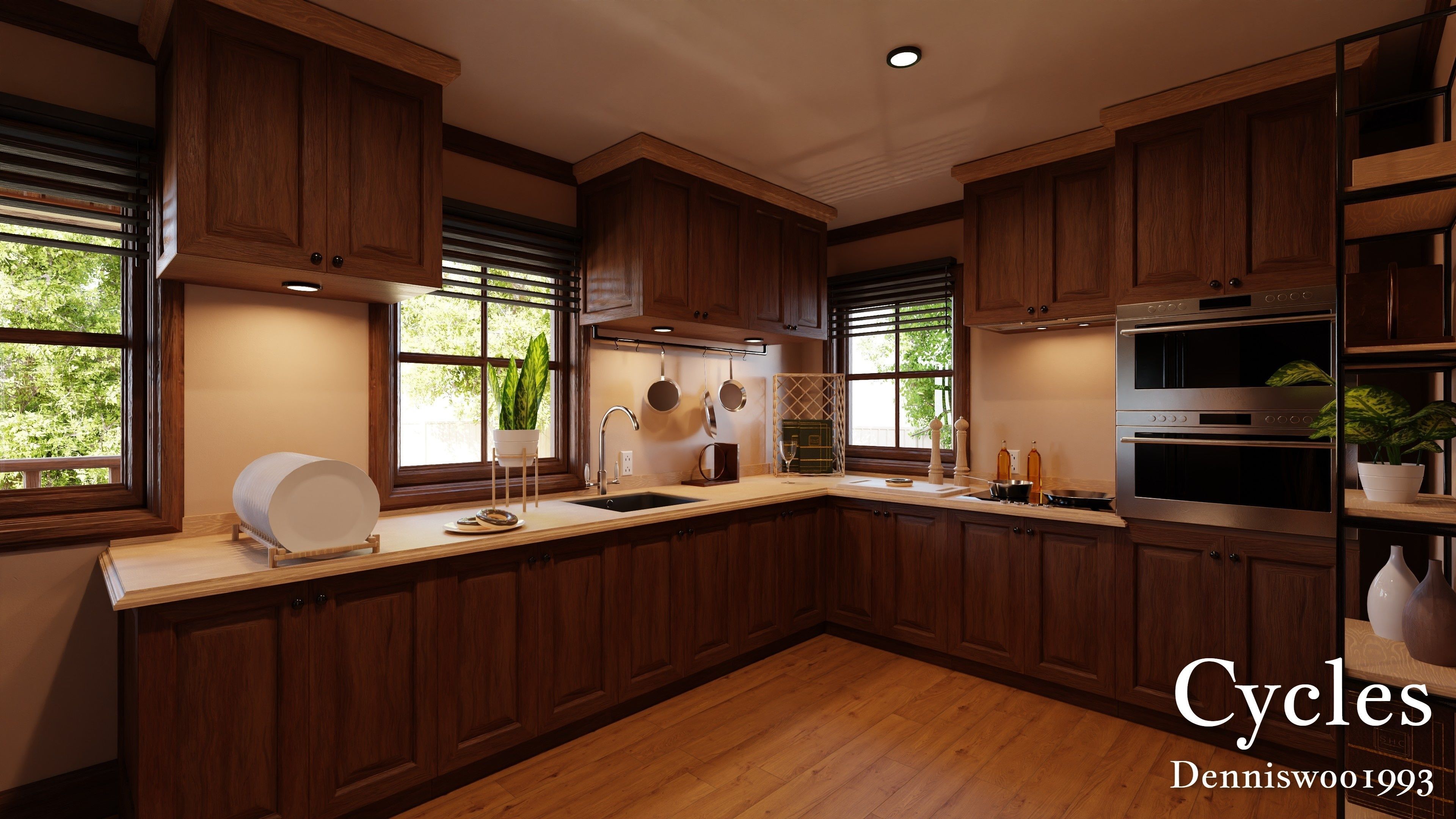 Modular Classic Style American House 7 Low-poly 3D model_6