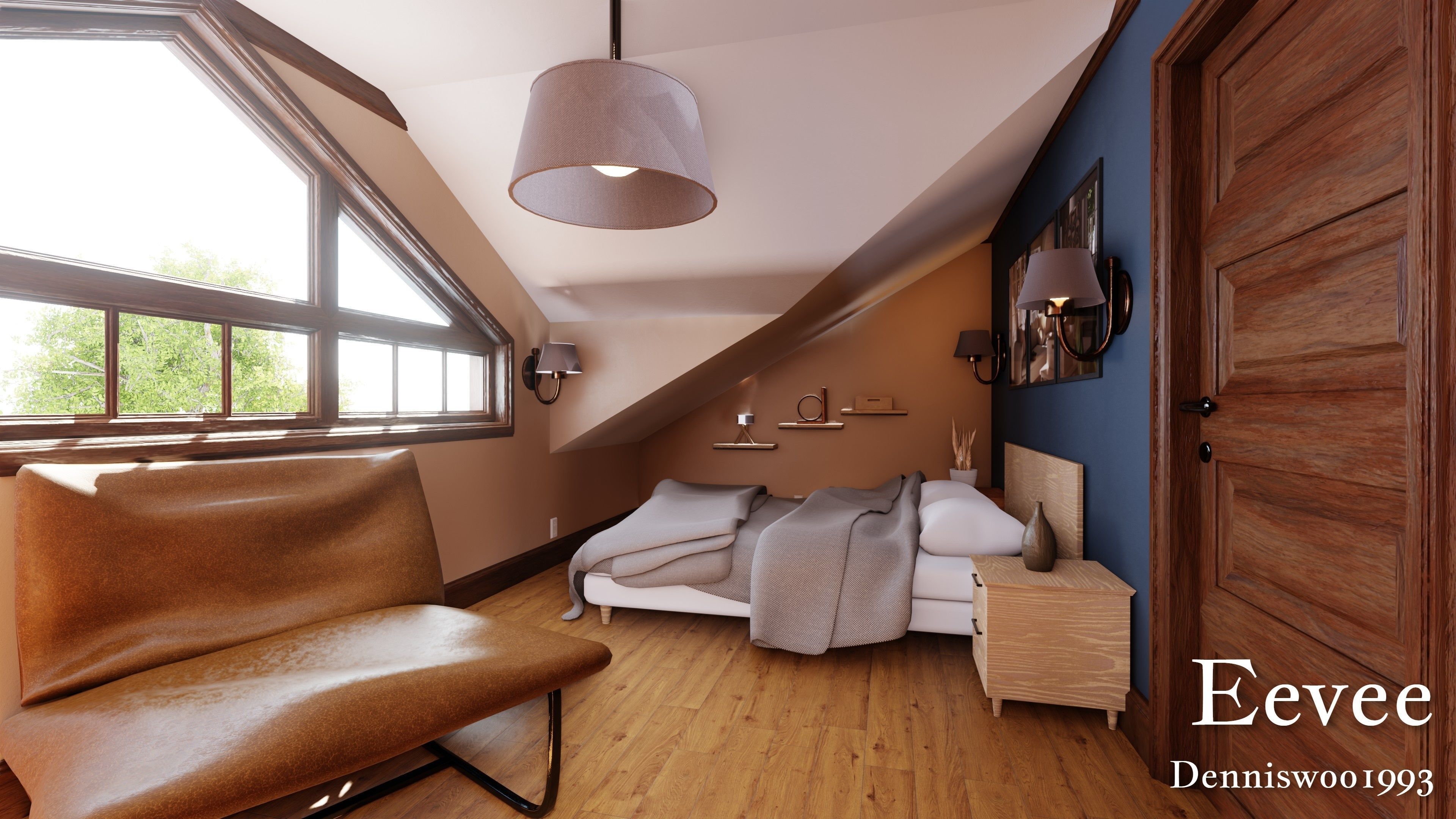 Modular Classic Style American House 7 Low-poly 3D model_38