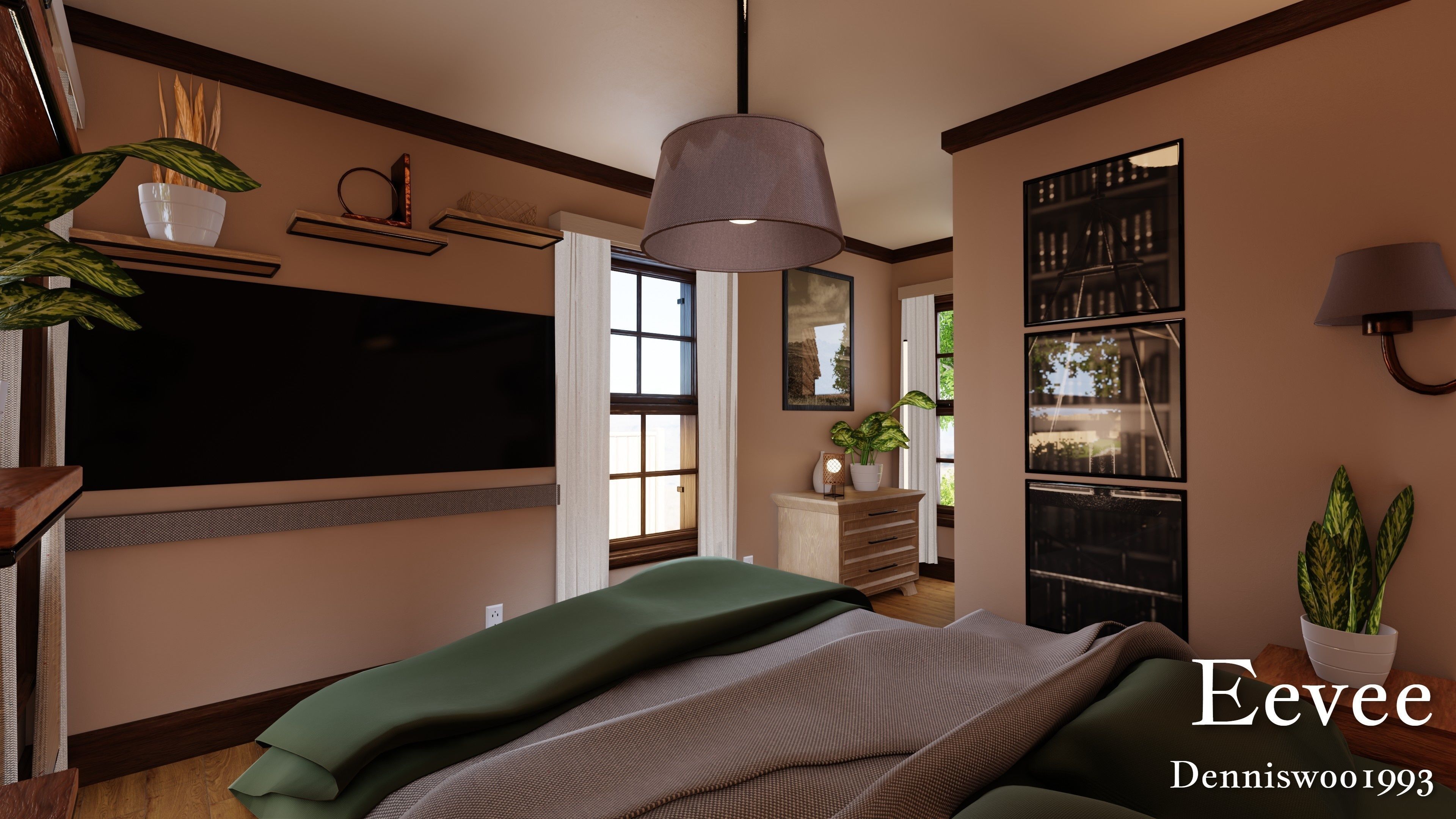 Modular Classic Style American House 7 Low-poly 3D model_34