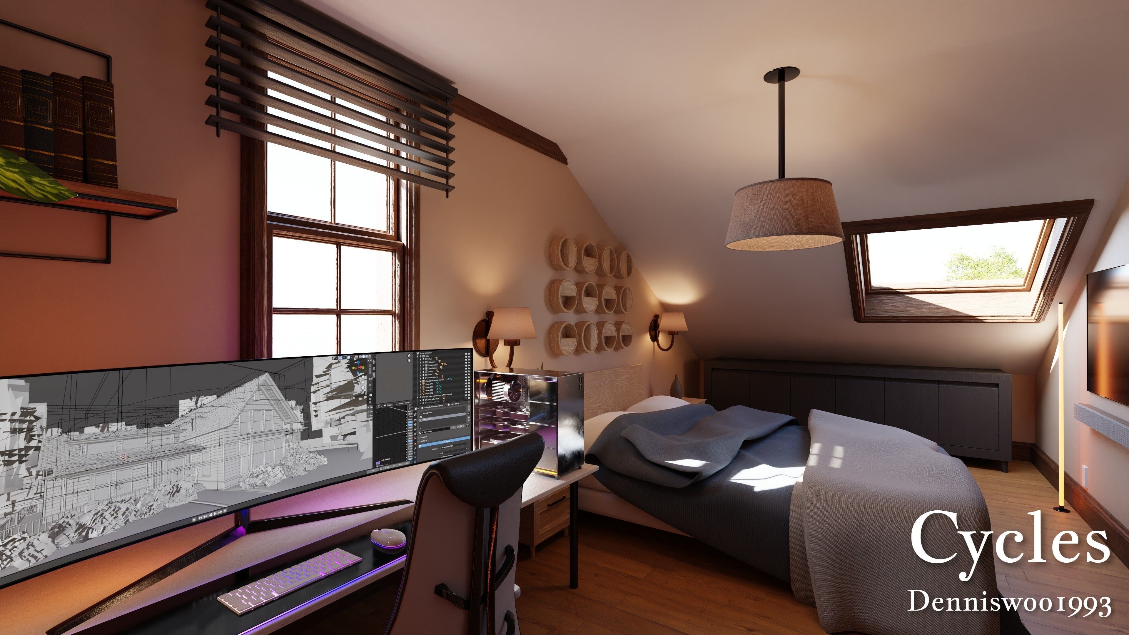 Modular Classic Style American House 7 Low-poly 3D model_17