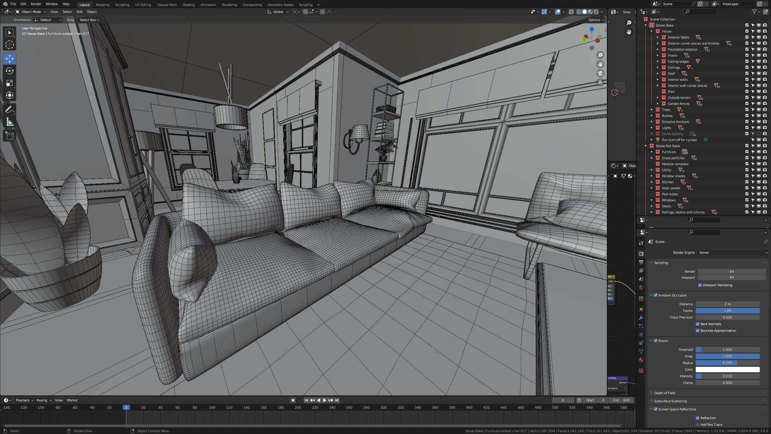 Modular Classic Style American House 7 Low-poly 3D model_45