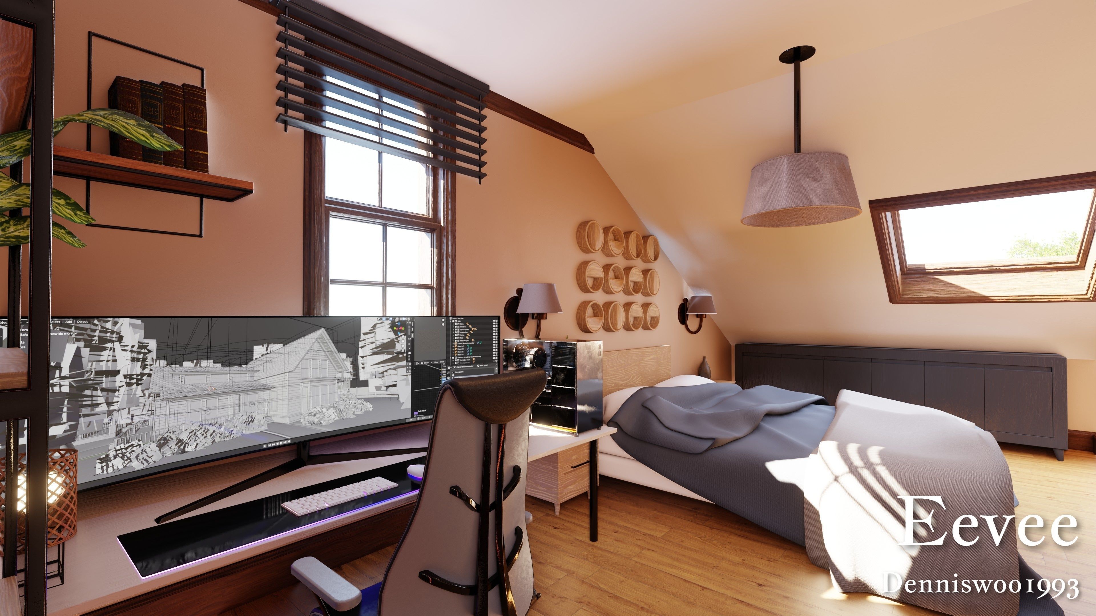 Modular Classic Style American House 7 Low-poly 3D model_37