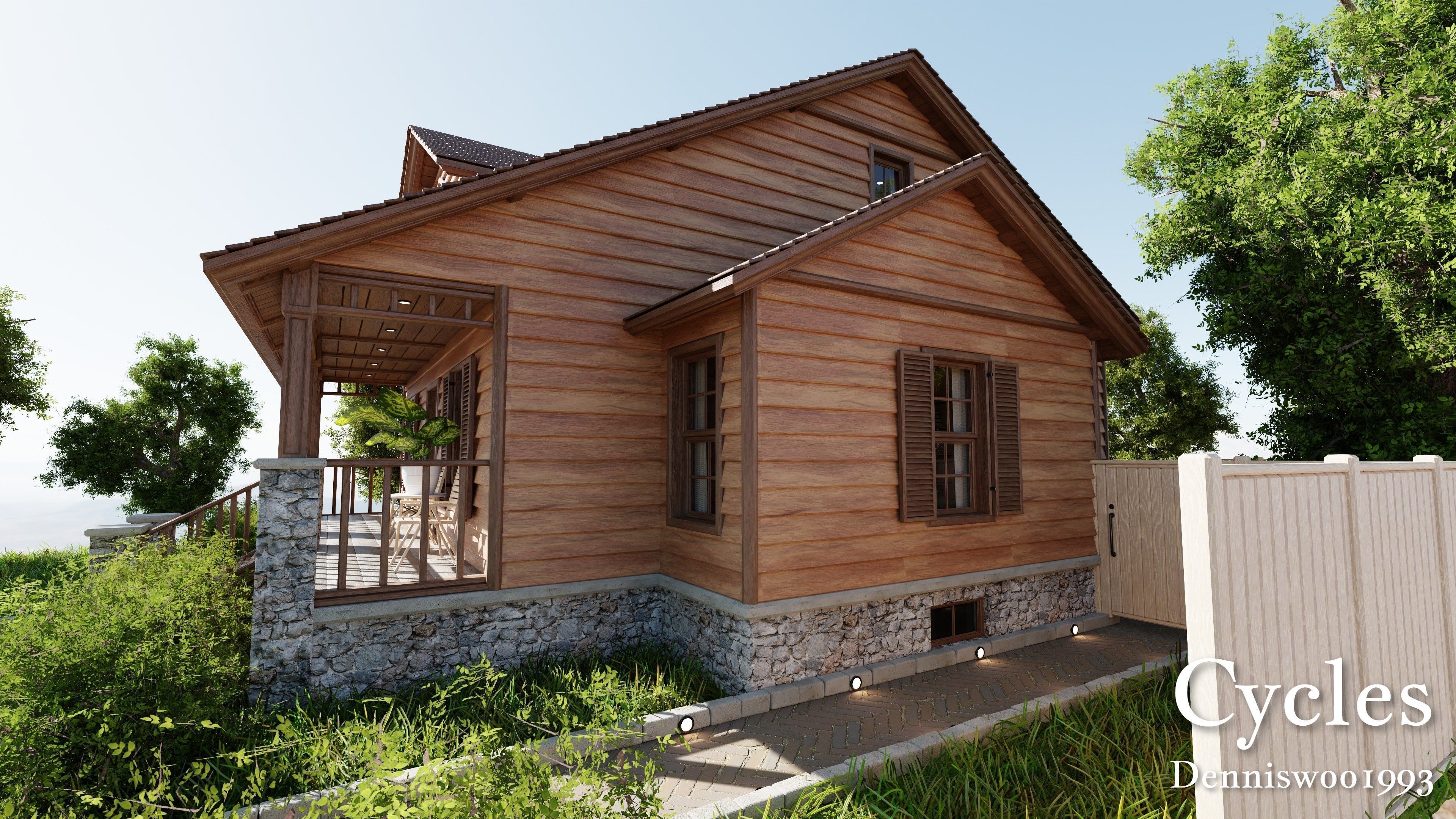 Modular Classic Style American House 7 Low-poly 3D model_21