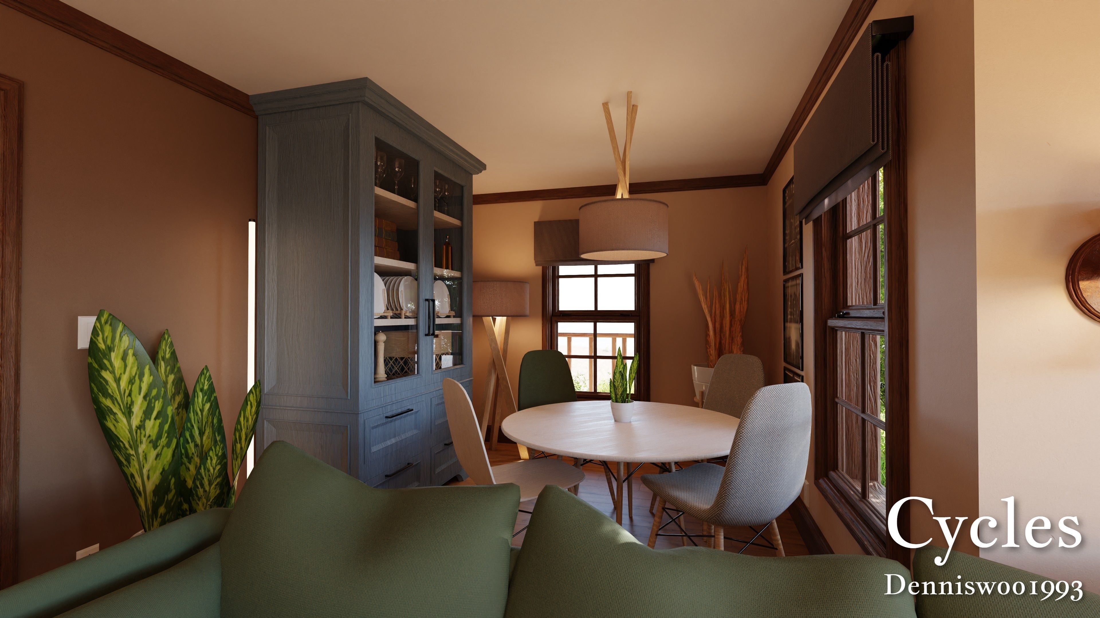 Modular Classic Style American House 7 Low-poly 3D model_8