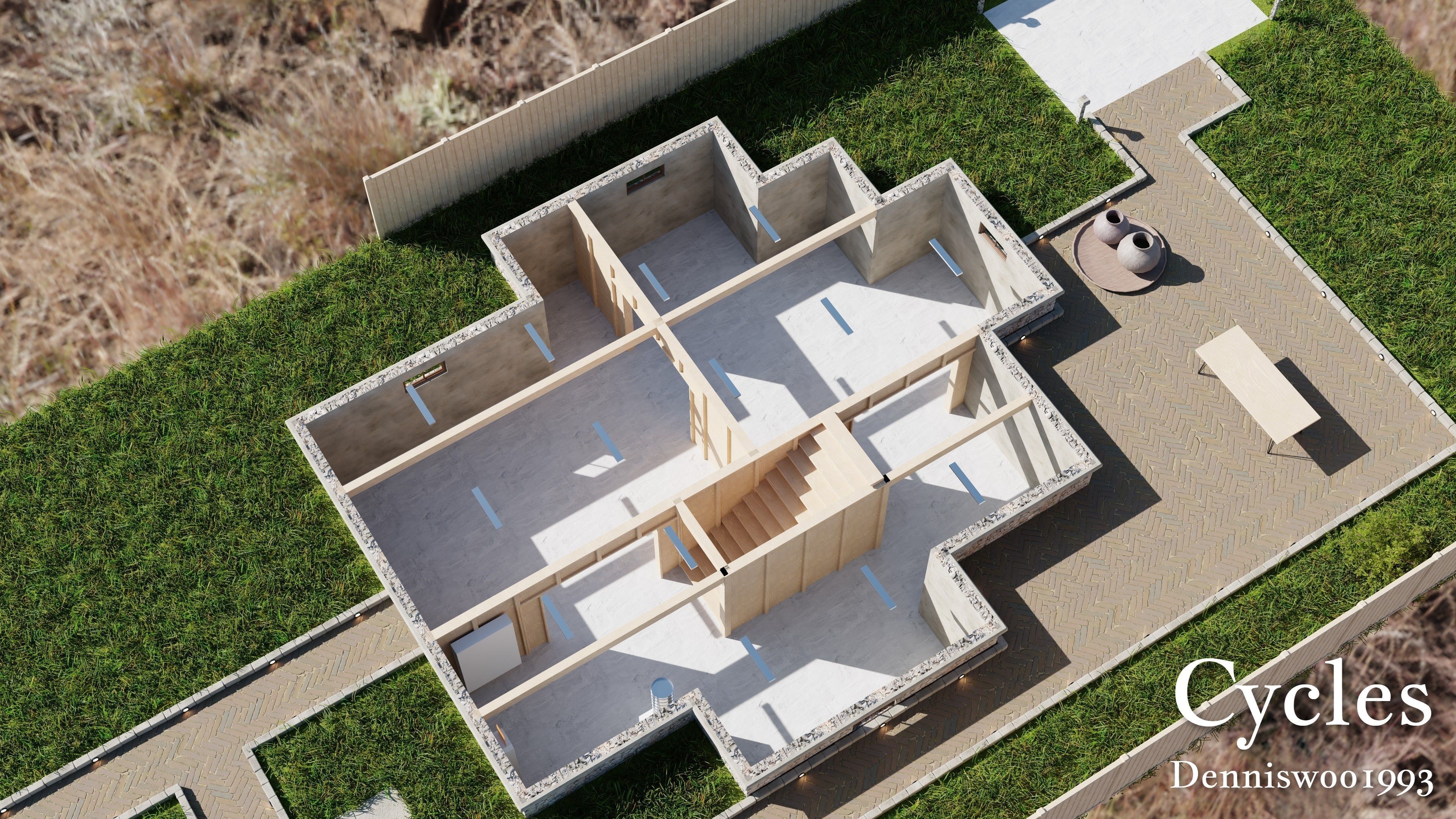 Modular Classic Style American House 7 Low-poly 3D model_4