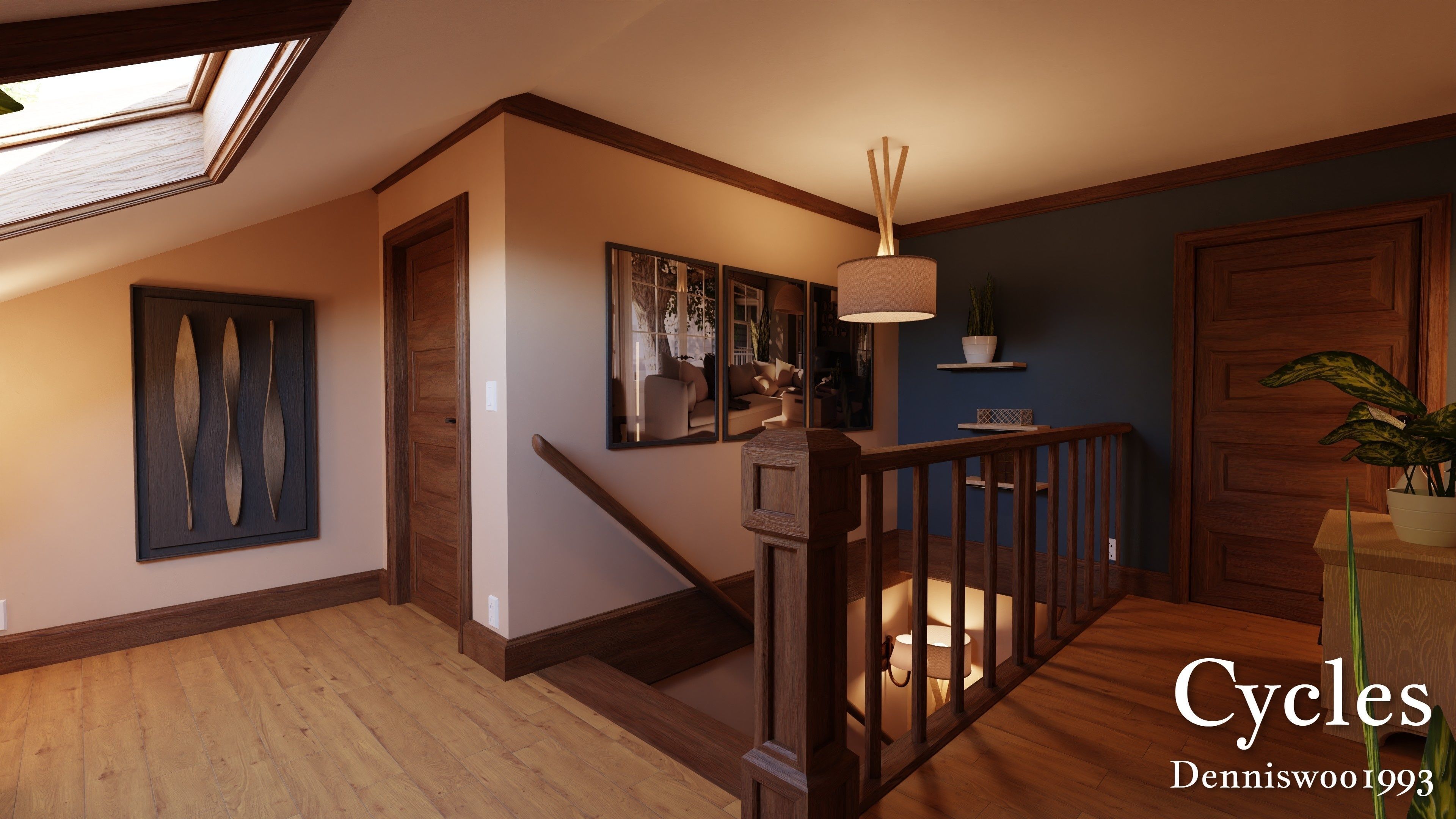 Modular Classic Style American House 7 Low-poly 3D model_16