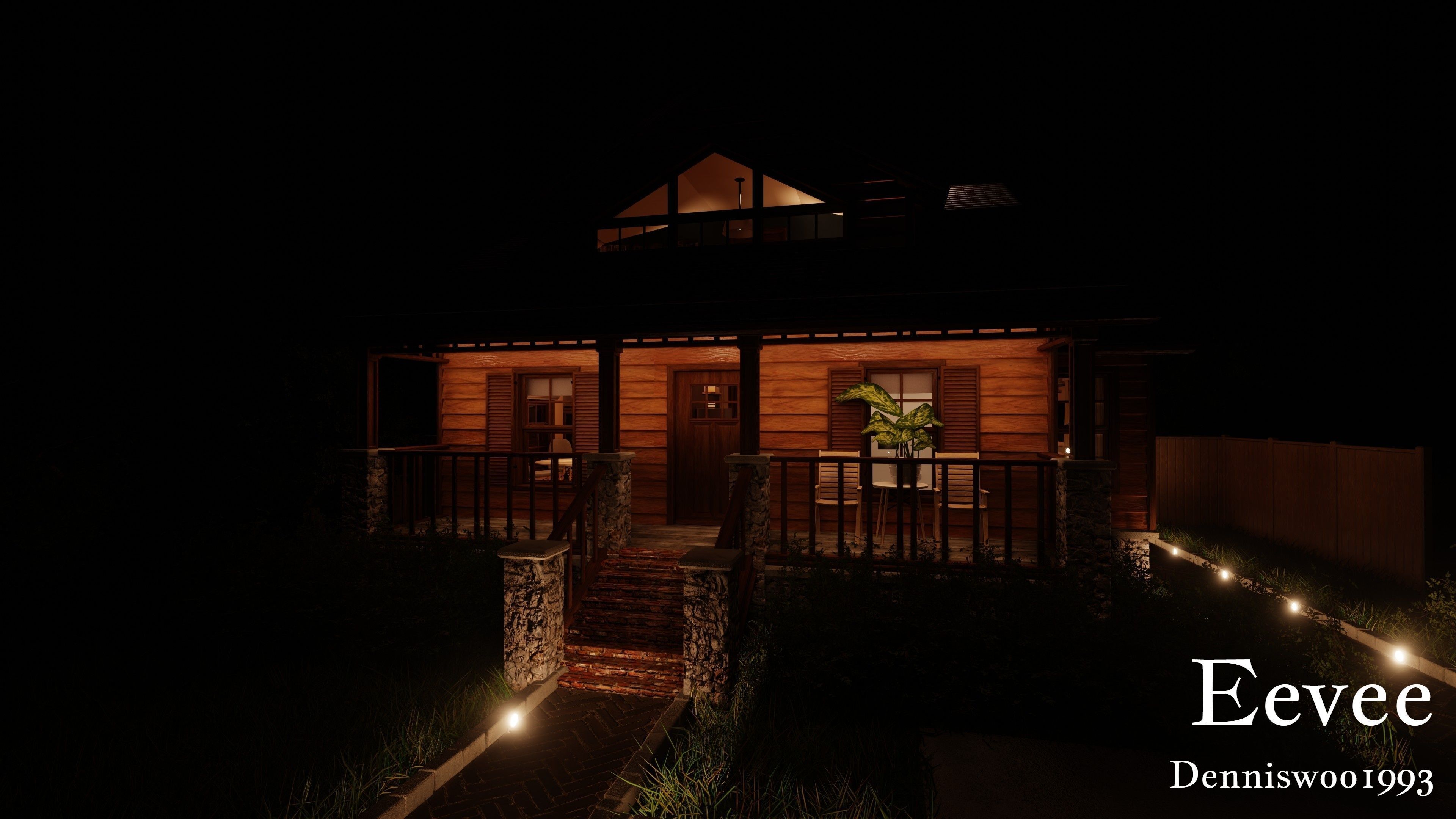 Modular Classic Style American House 7 Low-poly 3D model_39