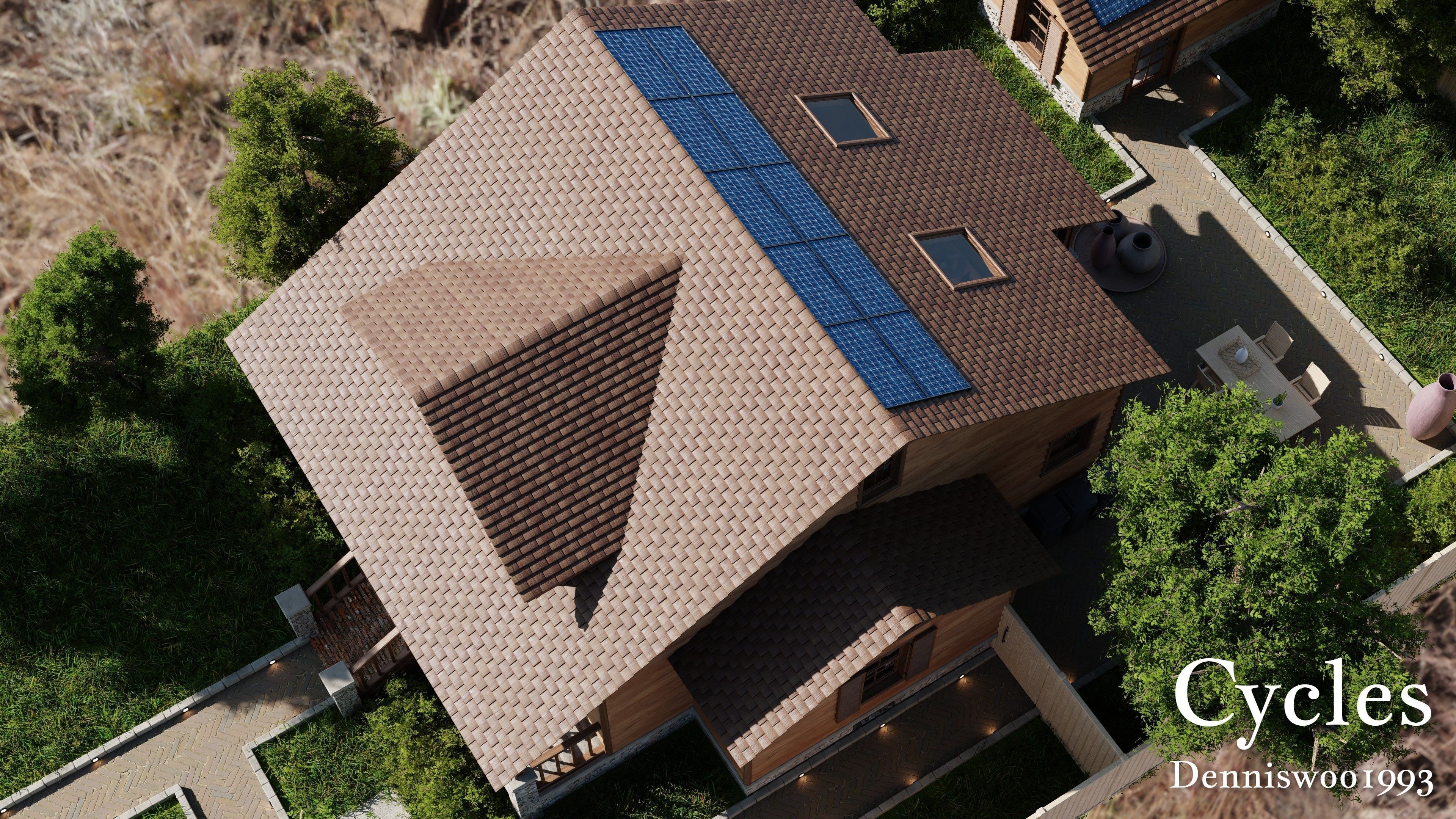 Modular Classic Style American House 7 Low-poly 3D model_9