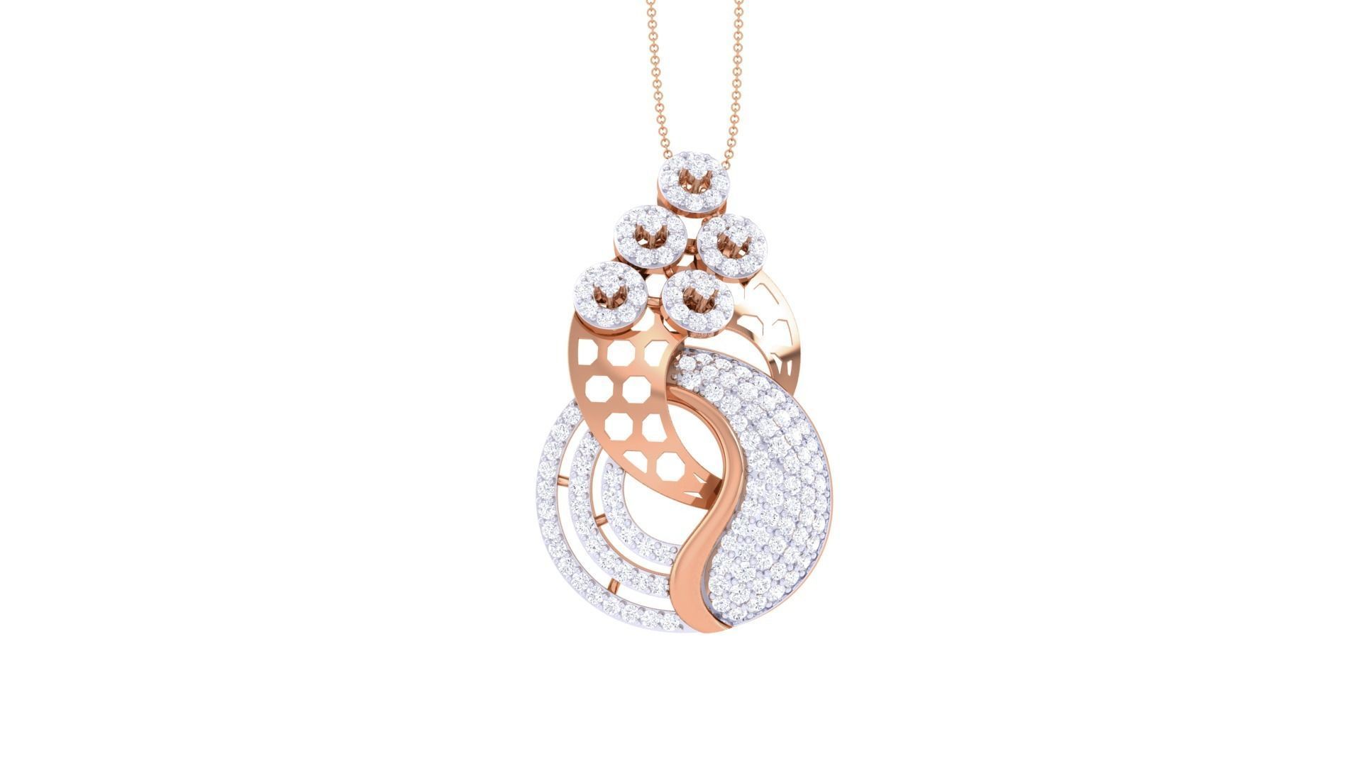 High Jewelry Pendant Necklace 3dm stl 3mf obj glb render details 3D print model_7