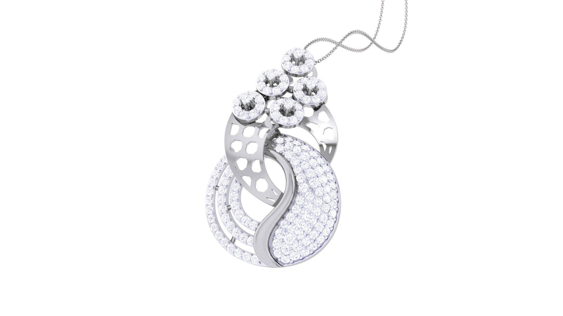 High Jewelry Pendant Necklace 3dm stl 3mf obj glb render details 3D print model_2