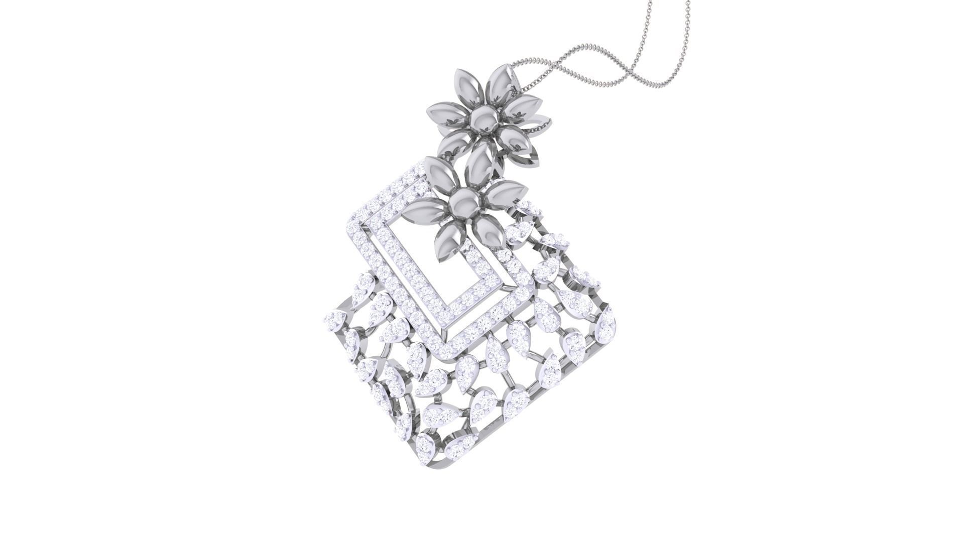 Flower High Jewelry Pendant Necklace 3dm stl 3mf obj glb render 3D print model_4
