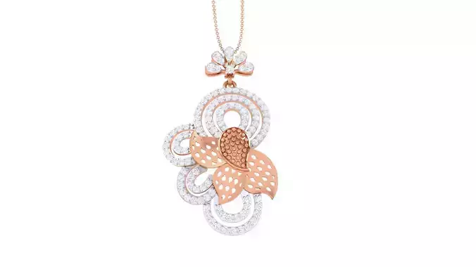 High Jewelry Pendant Necklace 3dm stl 3mf obj glb render details 3D print model