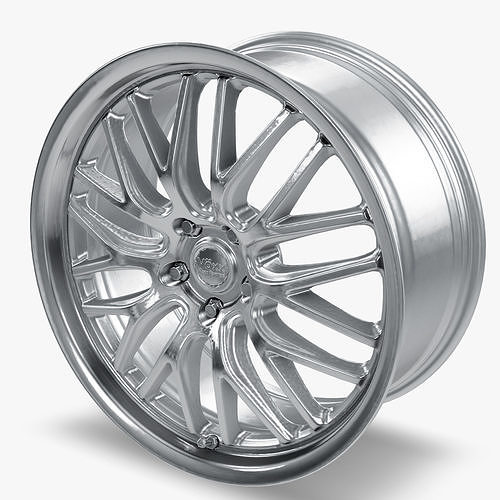Voxx Masi Wheel Feather Forged Silver With Machined Lip Mustang 3D model 5