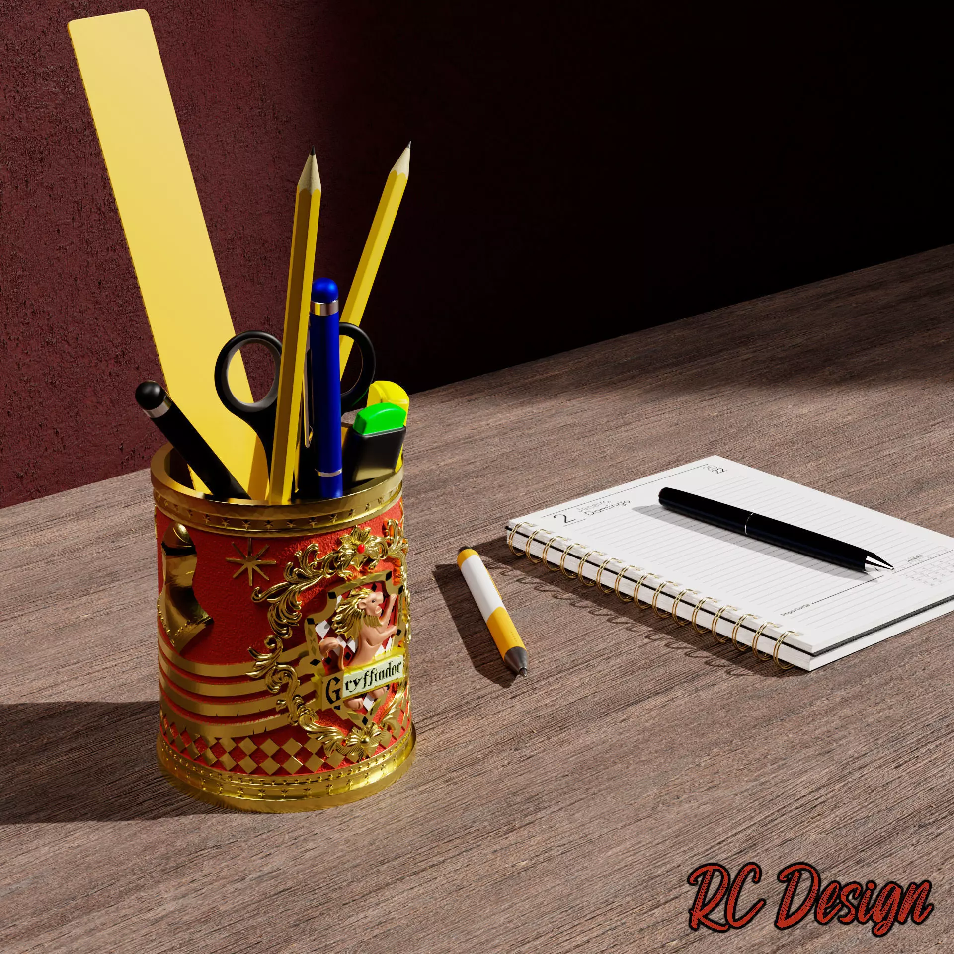 Pen holder Gryffindor Harry Potter 3D print model