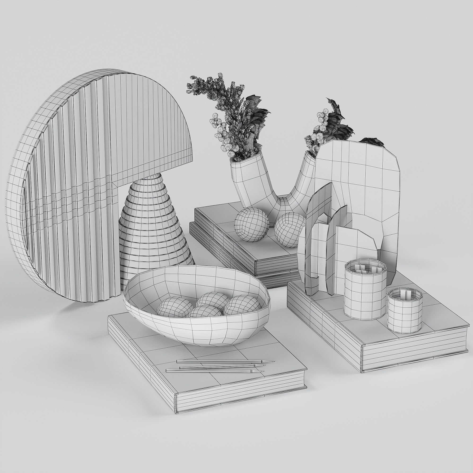 Decorative set with Tortoise Glass Candles 3D model_4