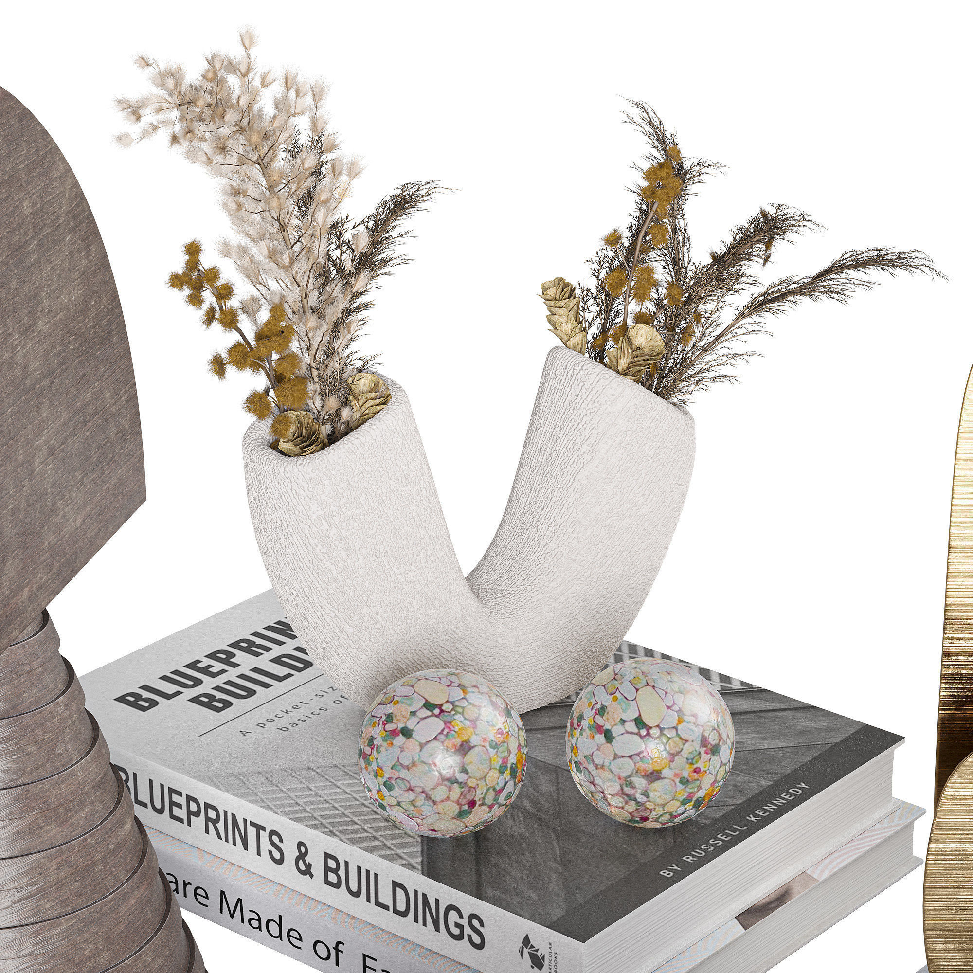 Decorative set with Tortoise Glass Candles 3D model_3