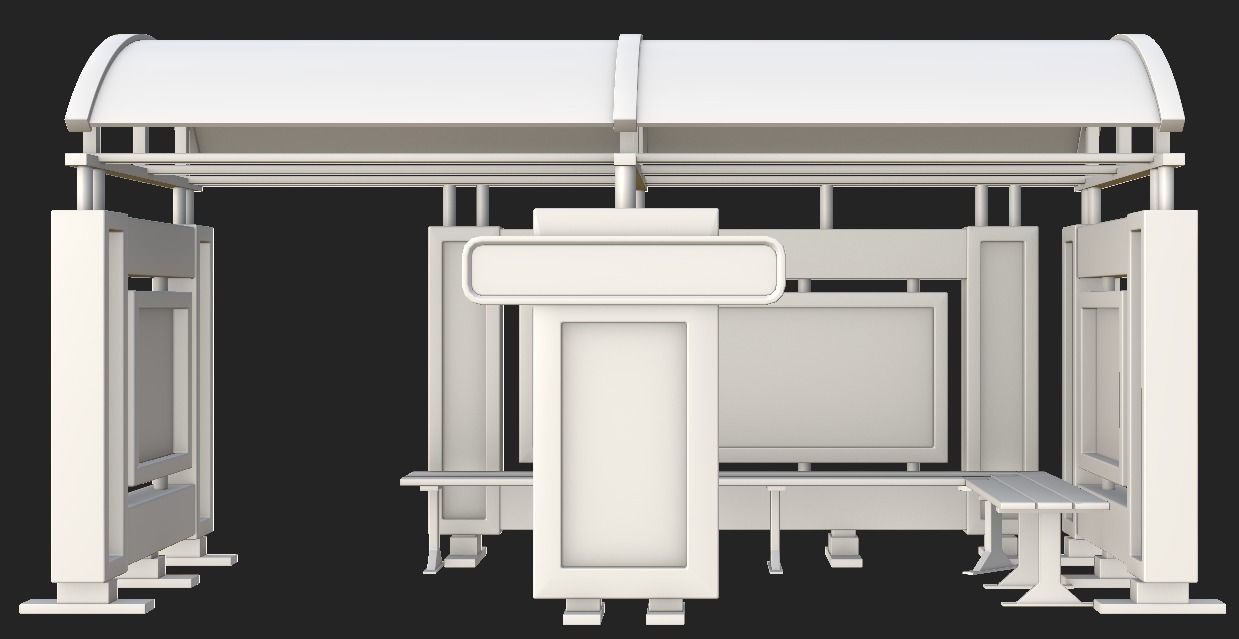 Game Ready Bus Stop 4 Low-poly 3D model_9