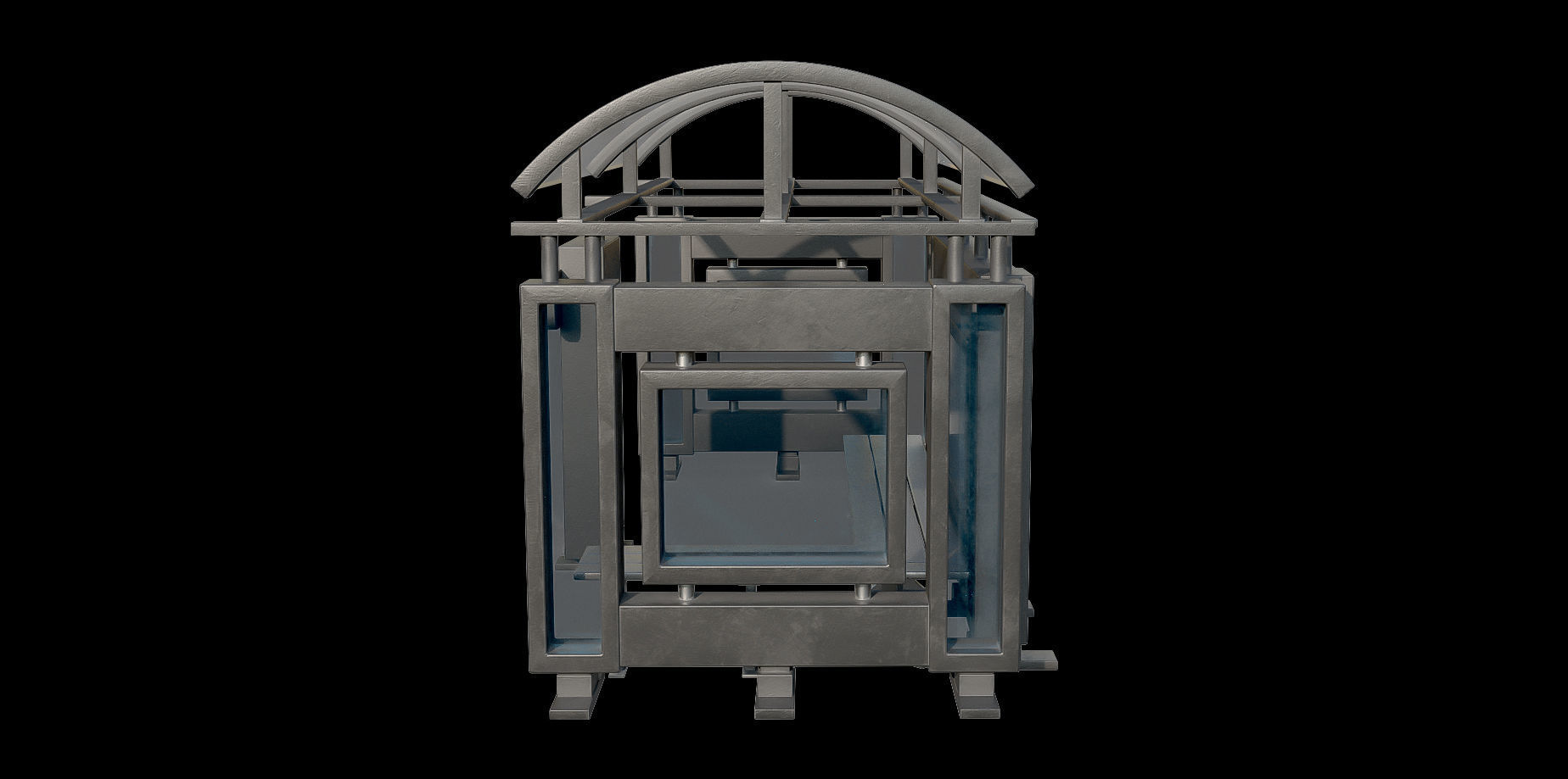 Game Ready Bus Stop 4 Low-poly 3D model_3