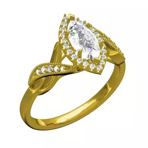 Marquise Diamond Halo Engagement Ring