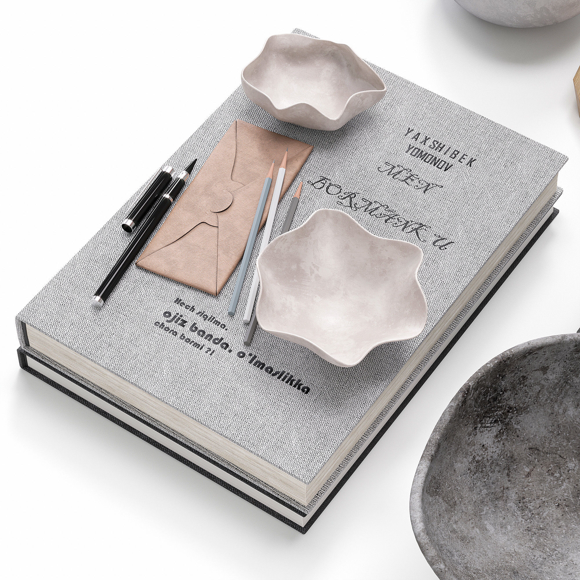 Decorative set with indoor bouquet 3D model_2