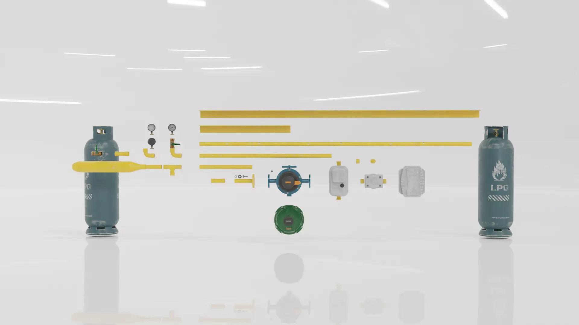 Gas unit kitbash set with 4K texture Low-poly 3D model_0