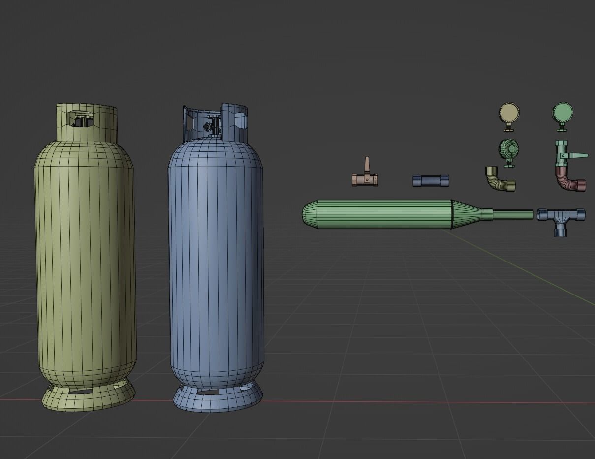 Gas unit kitbash set with 4K texture Low-poly 3D model_10