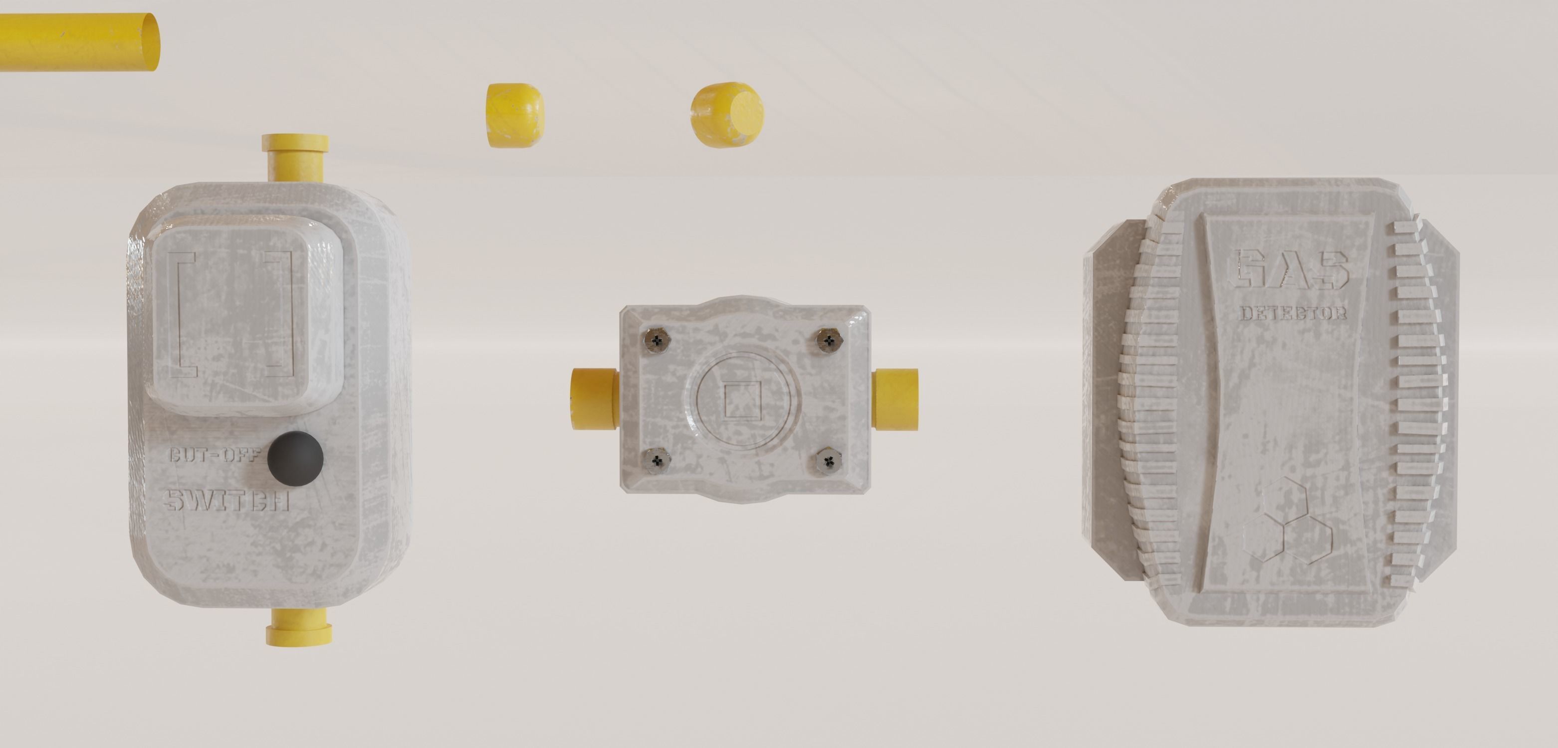 Gas unit kitbash set with 4K texture Low-poly 3D model_5