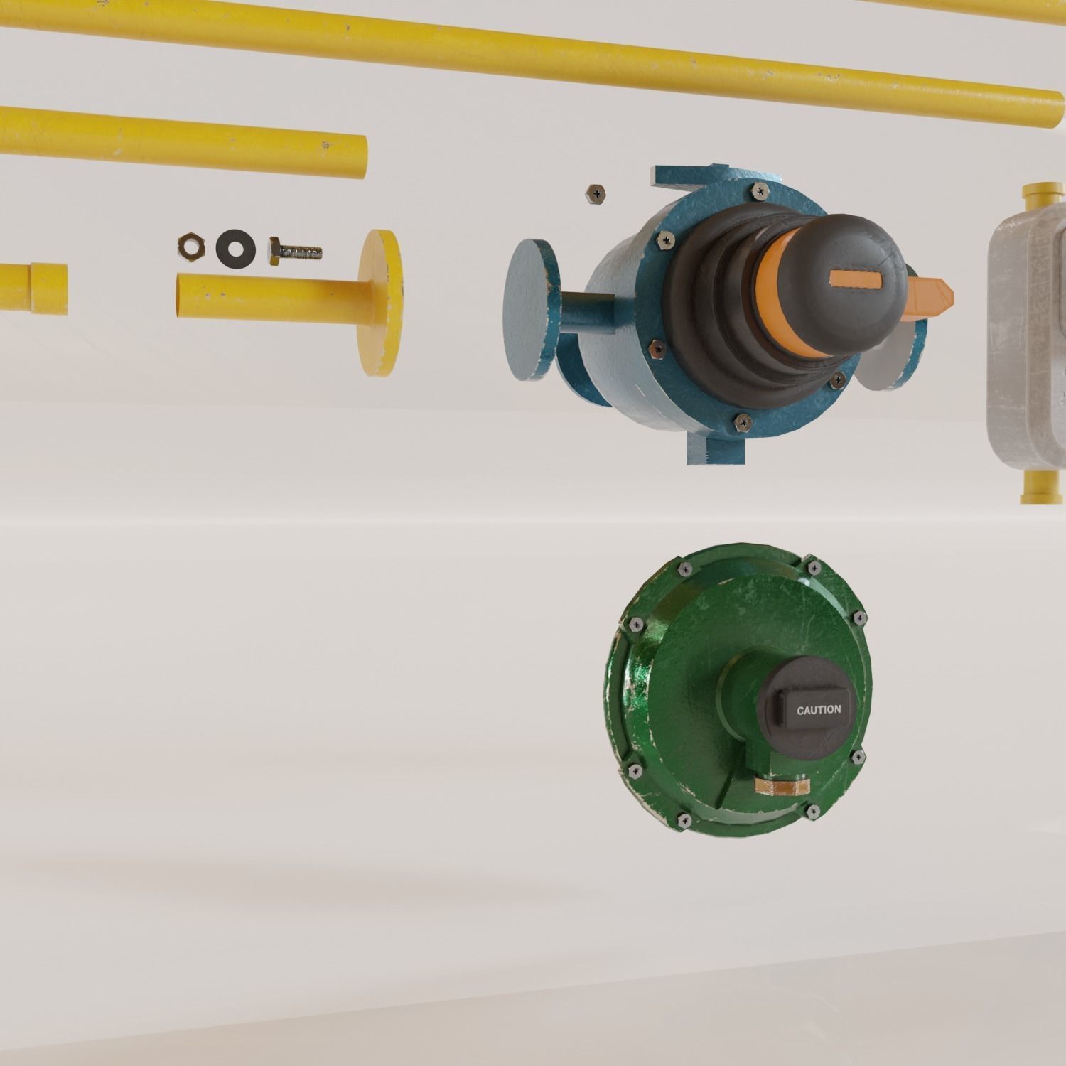Gas unit kitbash set with 4K texture Low-poly 3D model_7