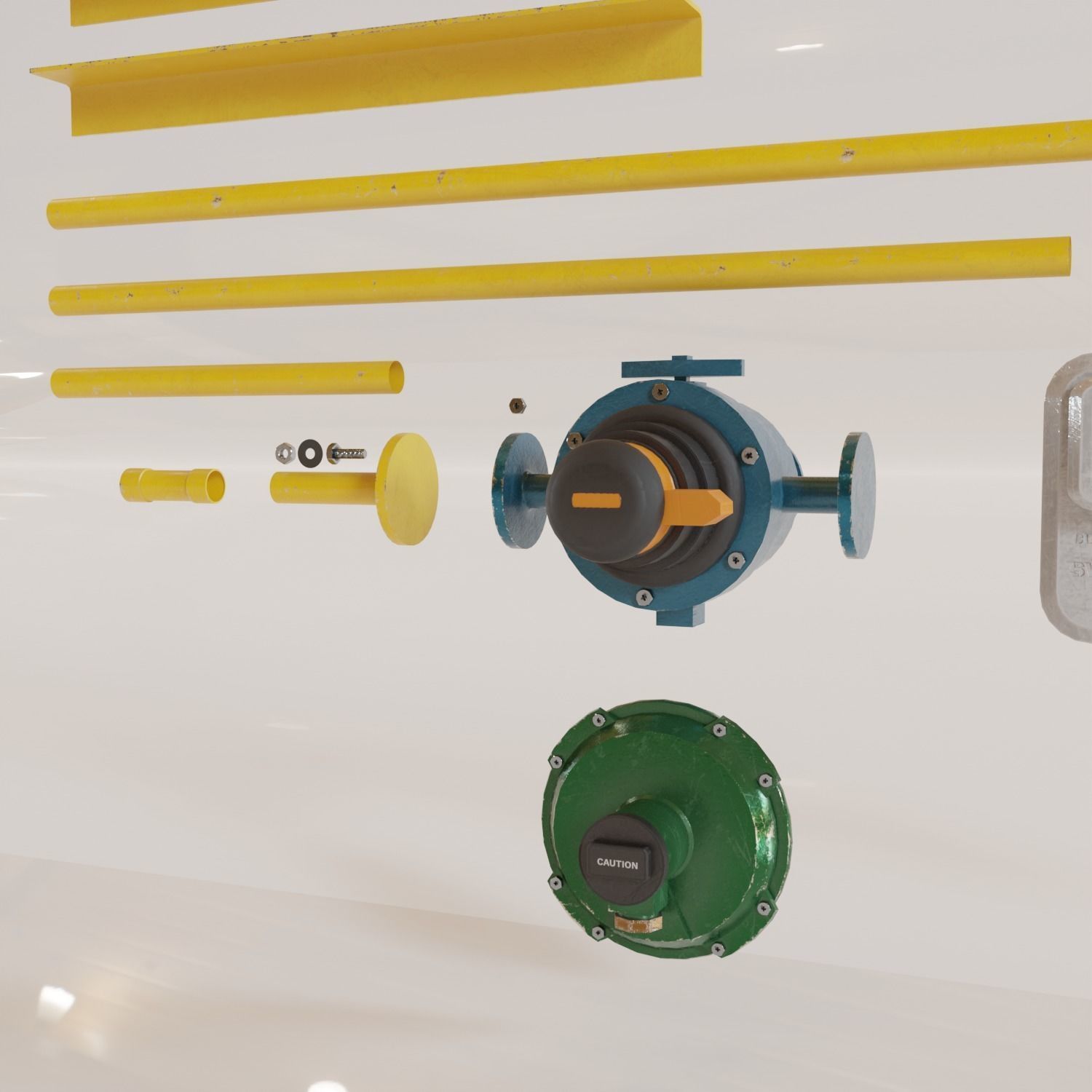 Gas unit kitbash set with 4K texture Low-poly 3D model_6