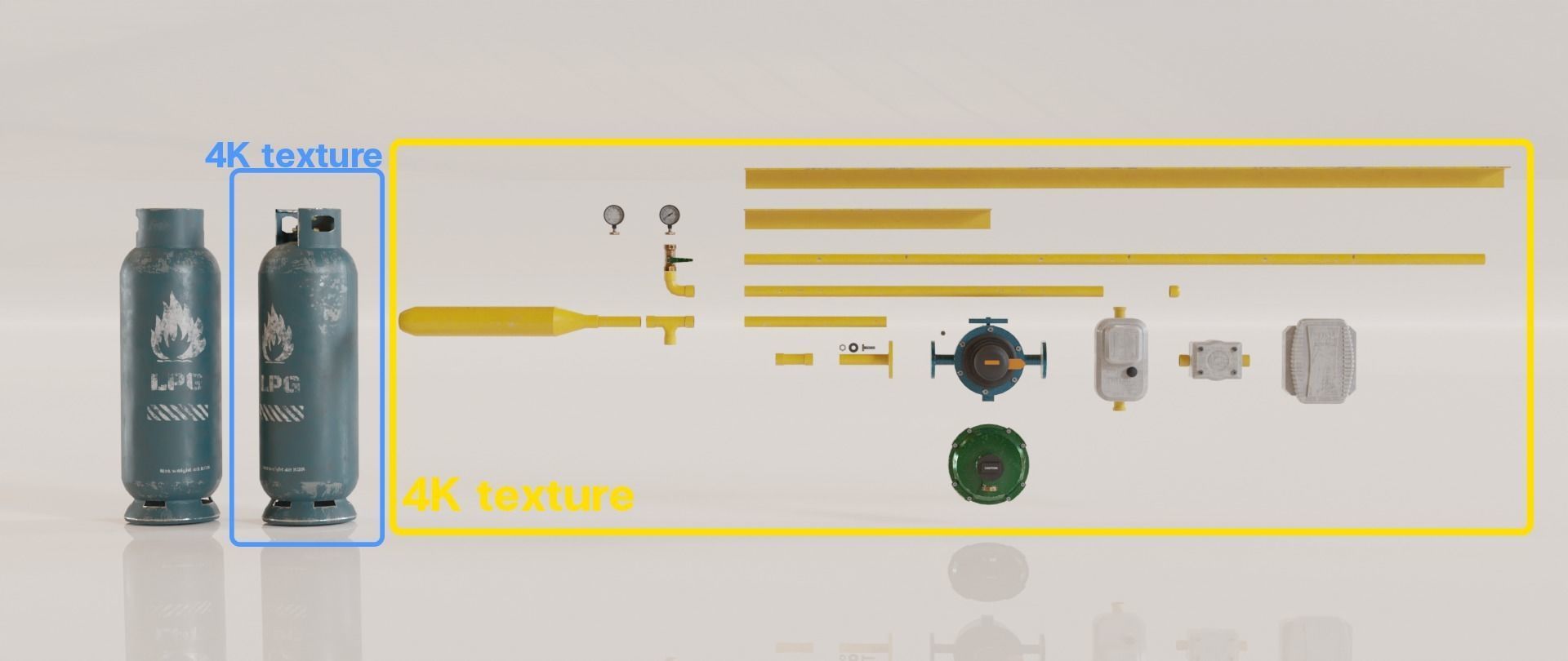 Gas unit kitbash set with 4K texture Low-poly 3D model_8