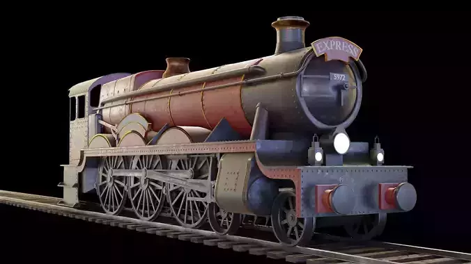 Locomotive GWR 4900 class 5972 Olton Hall Hogwarts Express Low-poly 3D model