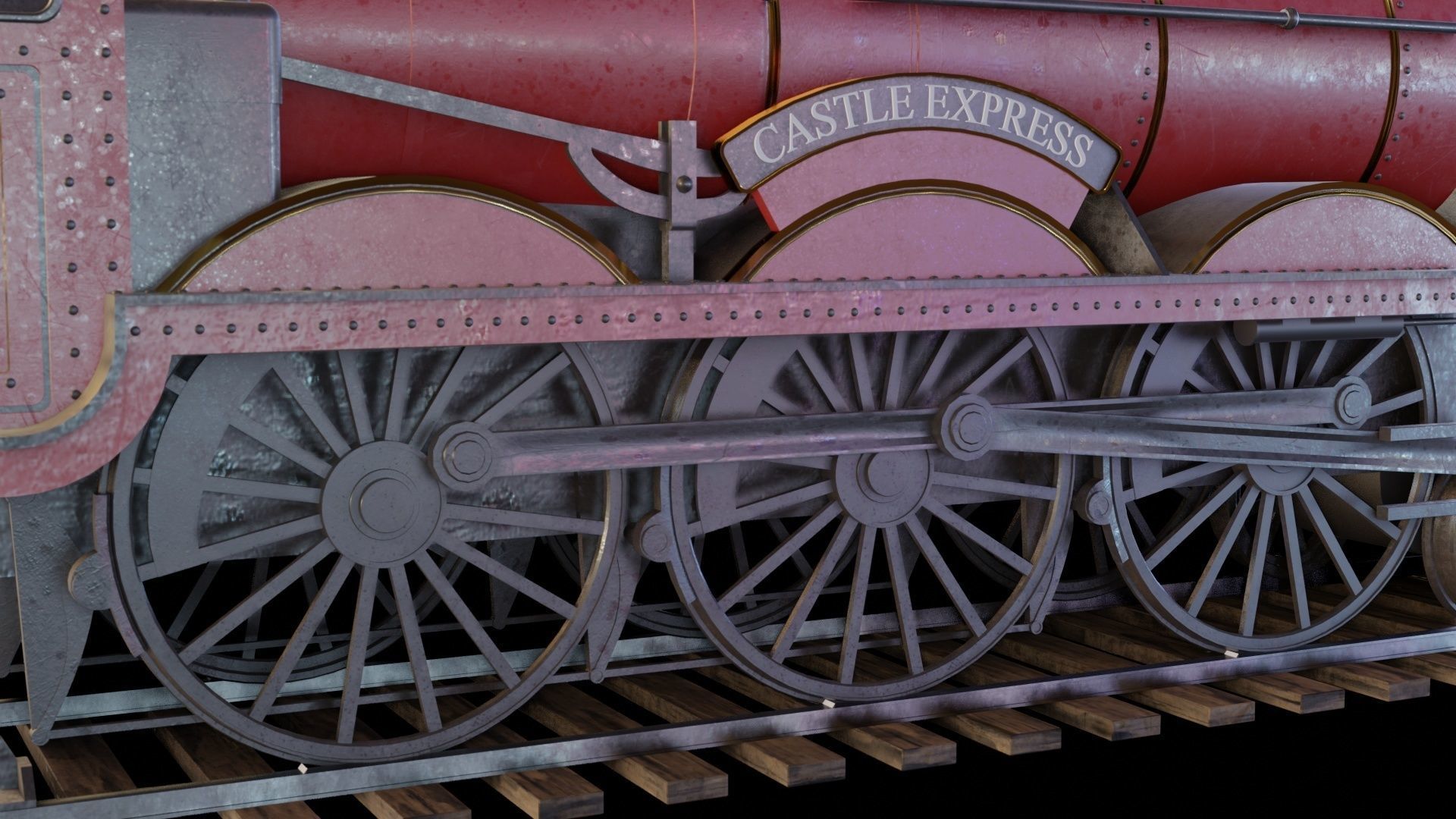 Locomotive GWR 4900 class 5972 Olton Hall Hogwarts Express Low-poly 3D model_4