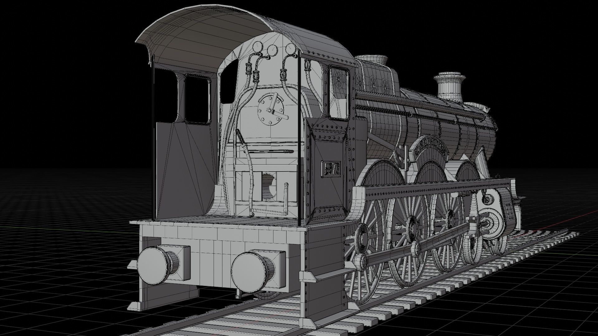 Locomotive GWR 4900 class 5972 Olton Hall Hogwarts Express Low-poly 3D model_21