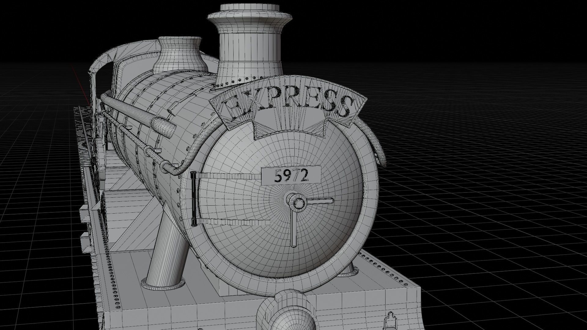 Locomotive GWR 4900 class 5972 Olton Hall Hogwarts Express Low-poly 3D model_18