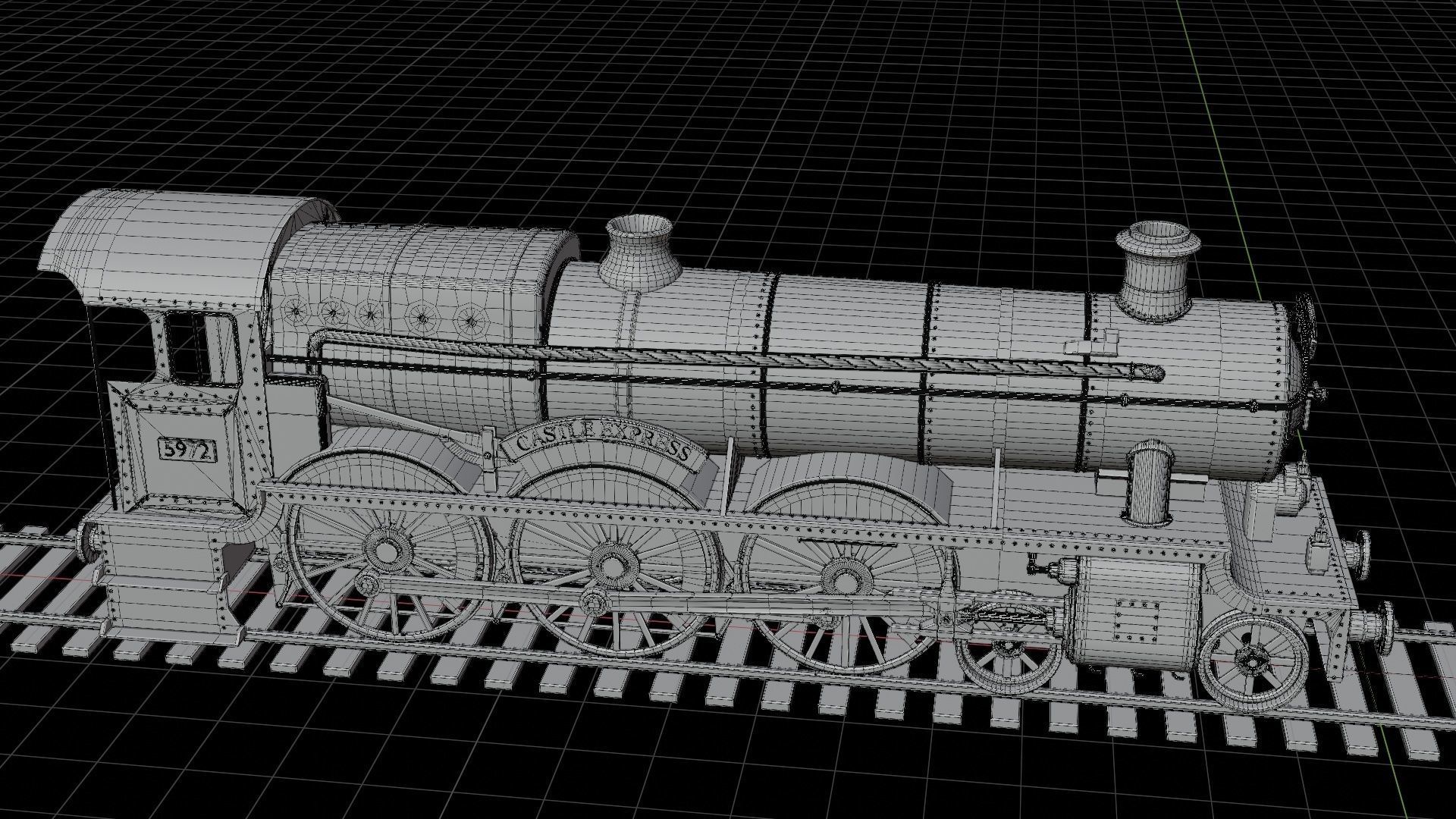 Locomotive GWR 4900 class 5972 Olton Hall Hogwarts Express Low-poly 3D model_14